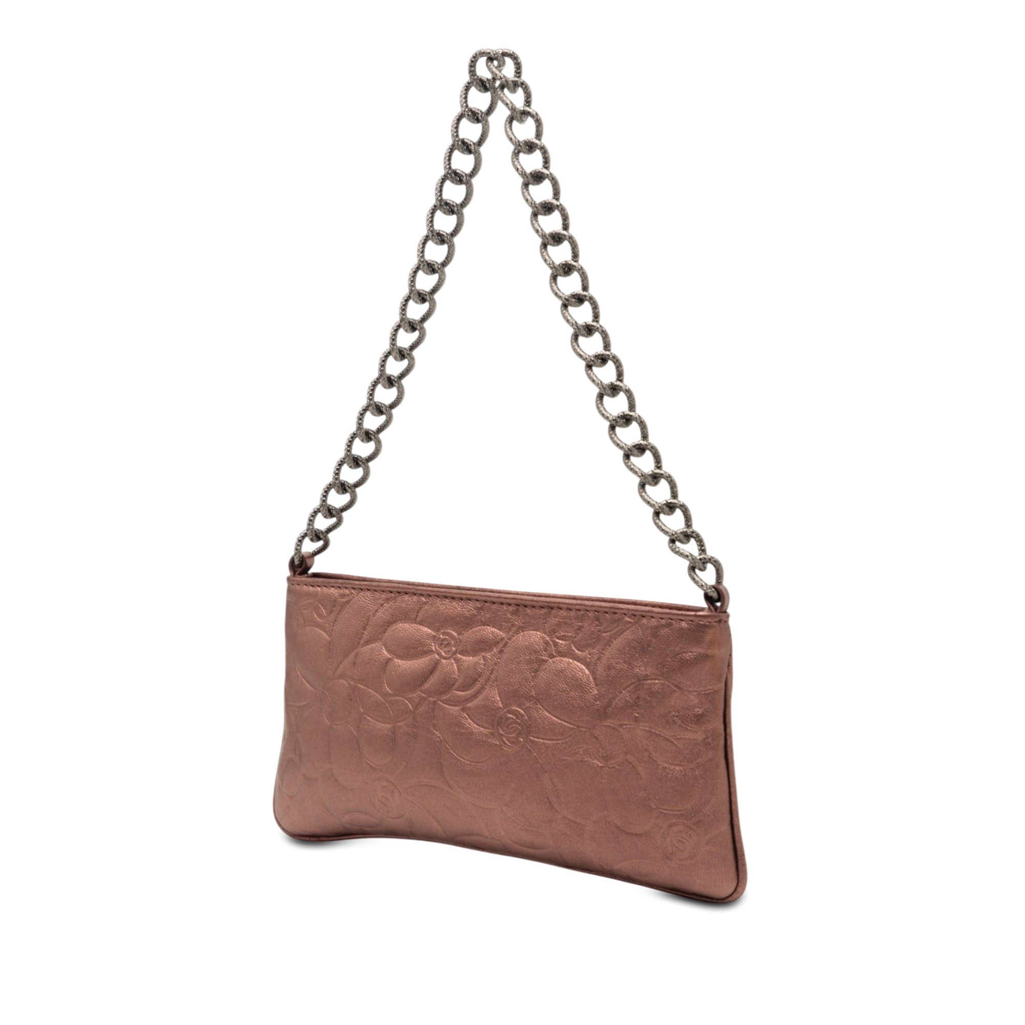 Chanel Embossed Metallic Lambskin Camellia Chain Pochette Size ONE SIZE - 2 Thumbnail