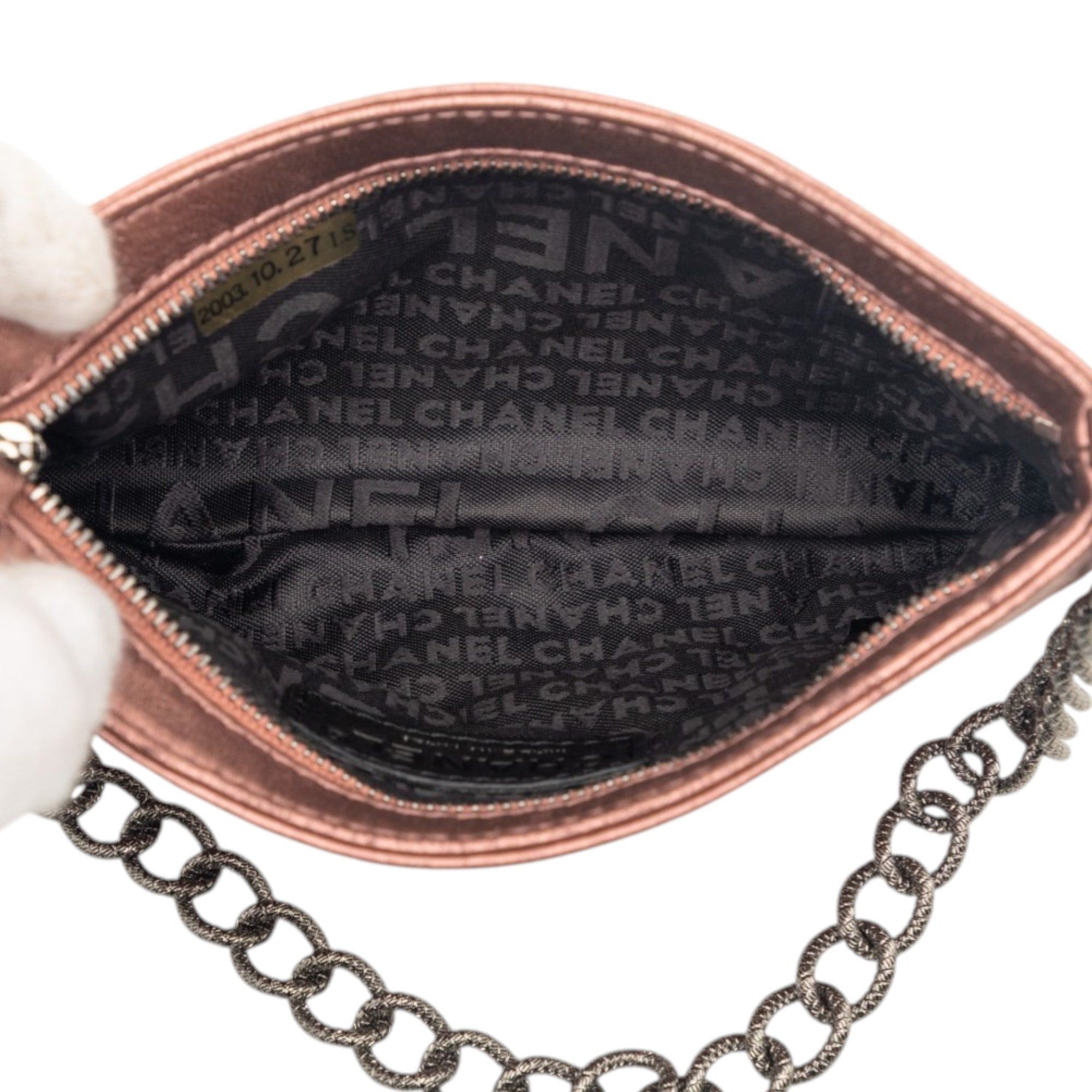 Chanel Embossed Metallic Lambskin Camellia Chain Pochette Size ONE SIZE - 4 Thumbnail