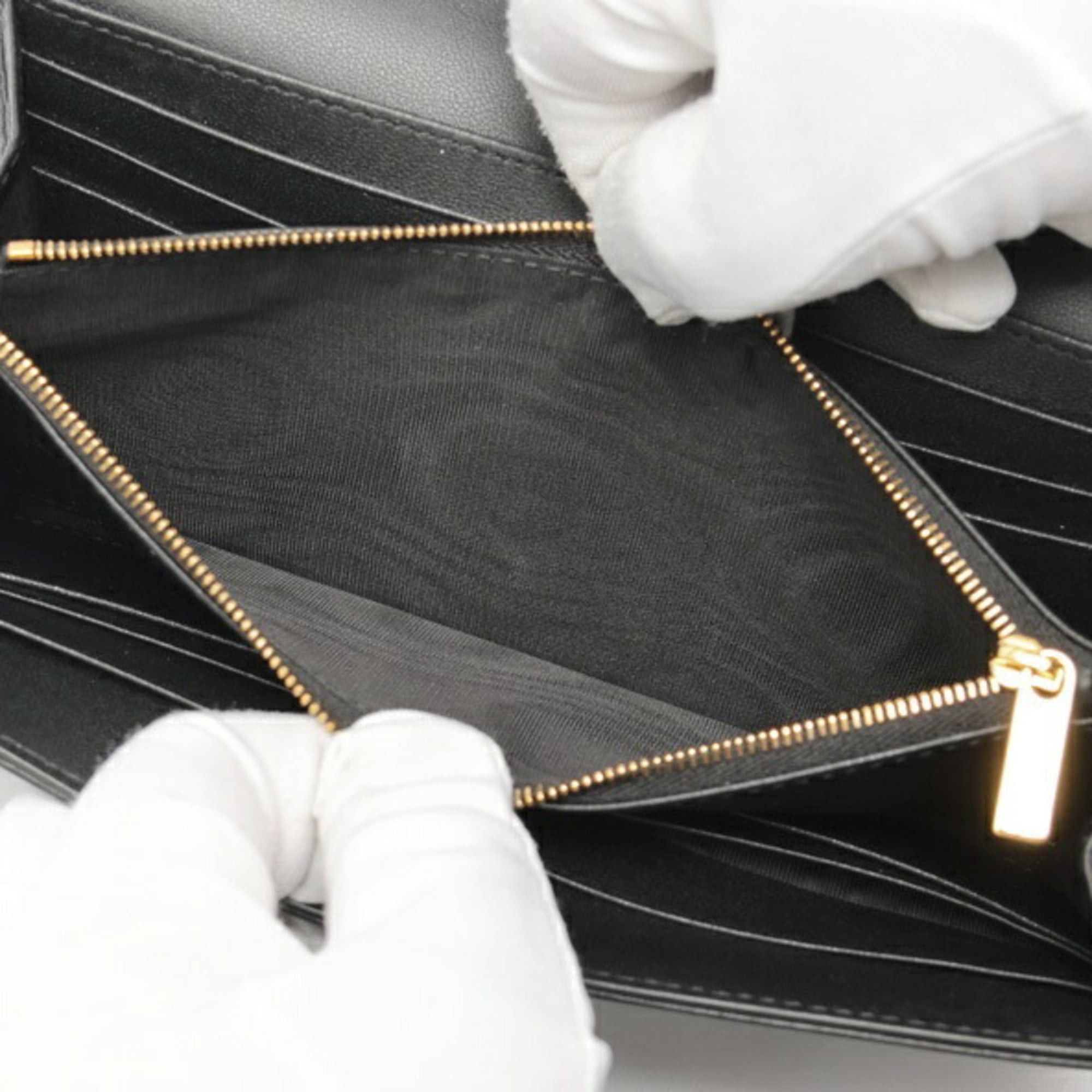 Dior Christian Dior Dior DIOR Caro Long Flap Wallet S5039UWHC_M900 Cannage Calfskin Black Size ONE SIZE - 6 Thumbnail