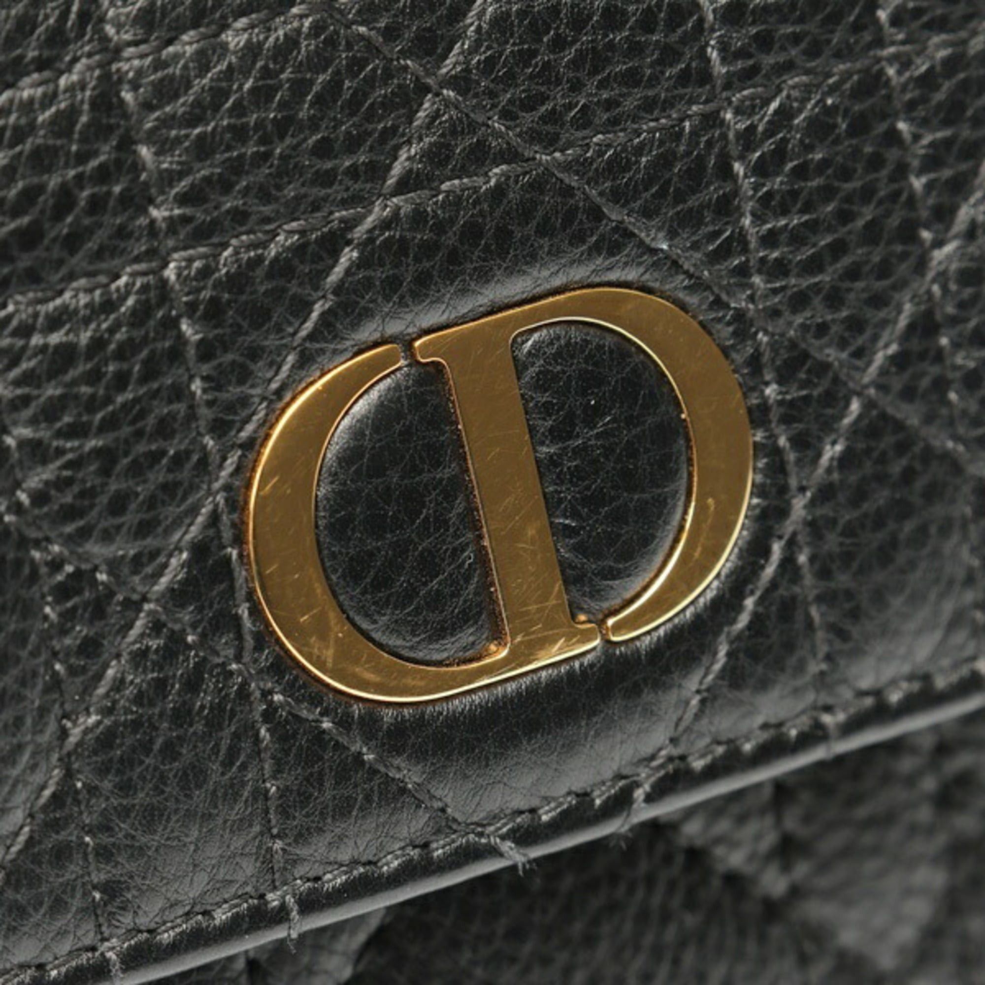 Dior Christian Dior Dior DIOR Caro Long Flap Wallet S5039UWHC_M900 Cannage Calfskin Black Size ONE SIZE - 4 Thumbnail