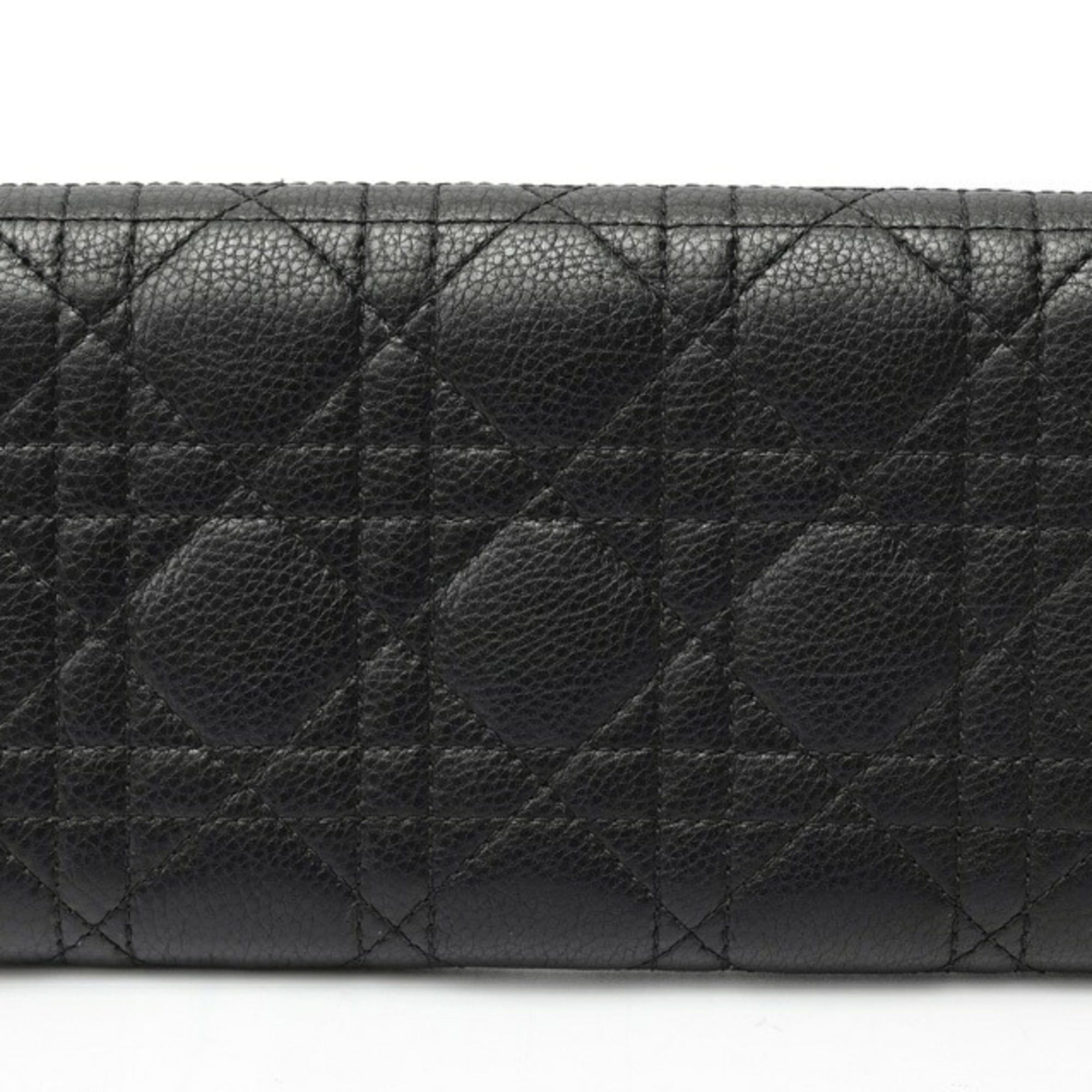 Dior Christian Dior Dior DIOR Caro Long Flap Wallet S5039UWHC_M900 Cannage Calfskin Black Size ONE SIZE - 2 Thumbnail