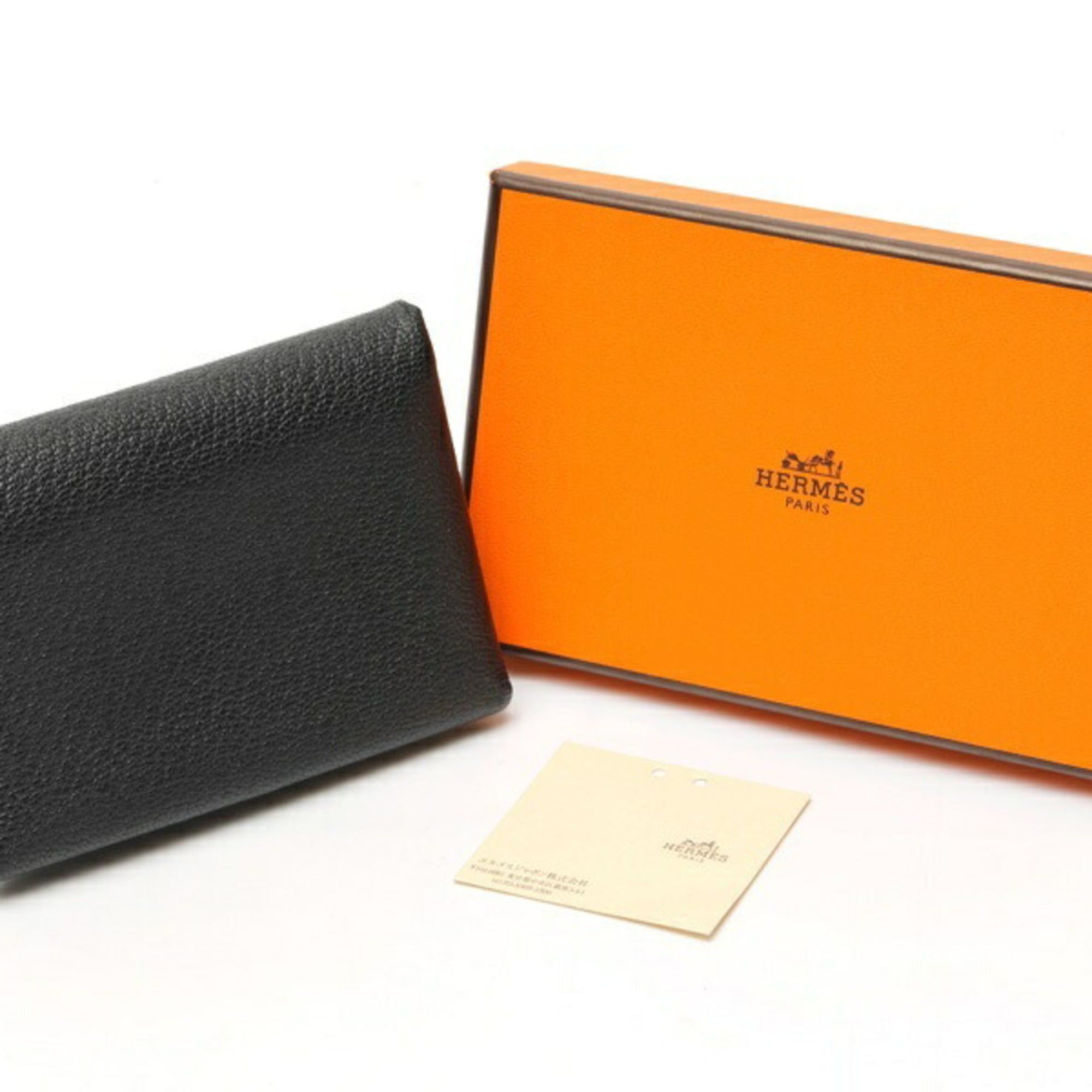 Hermes Hermes Calvi Duo Coin Card Case, Chevre Mysore Leather, Black Size ONE SIZE - 7 Thumbnail