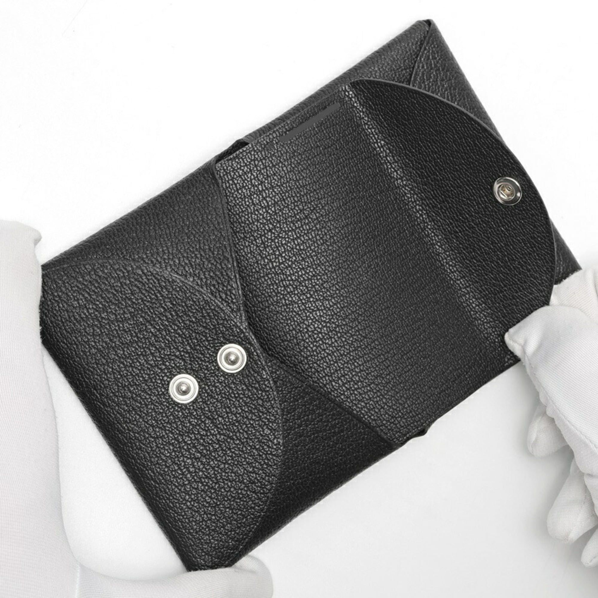 Hermes Hermes Calvi Duo Coin Card Case, Chevre Mysore Leather, Black Size ONE SIZE - 5 Thumbnail