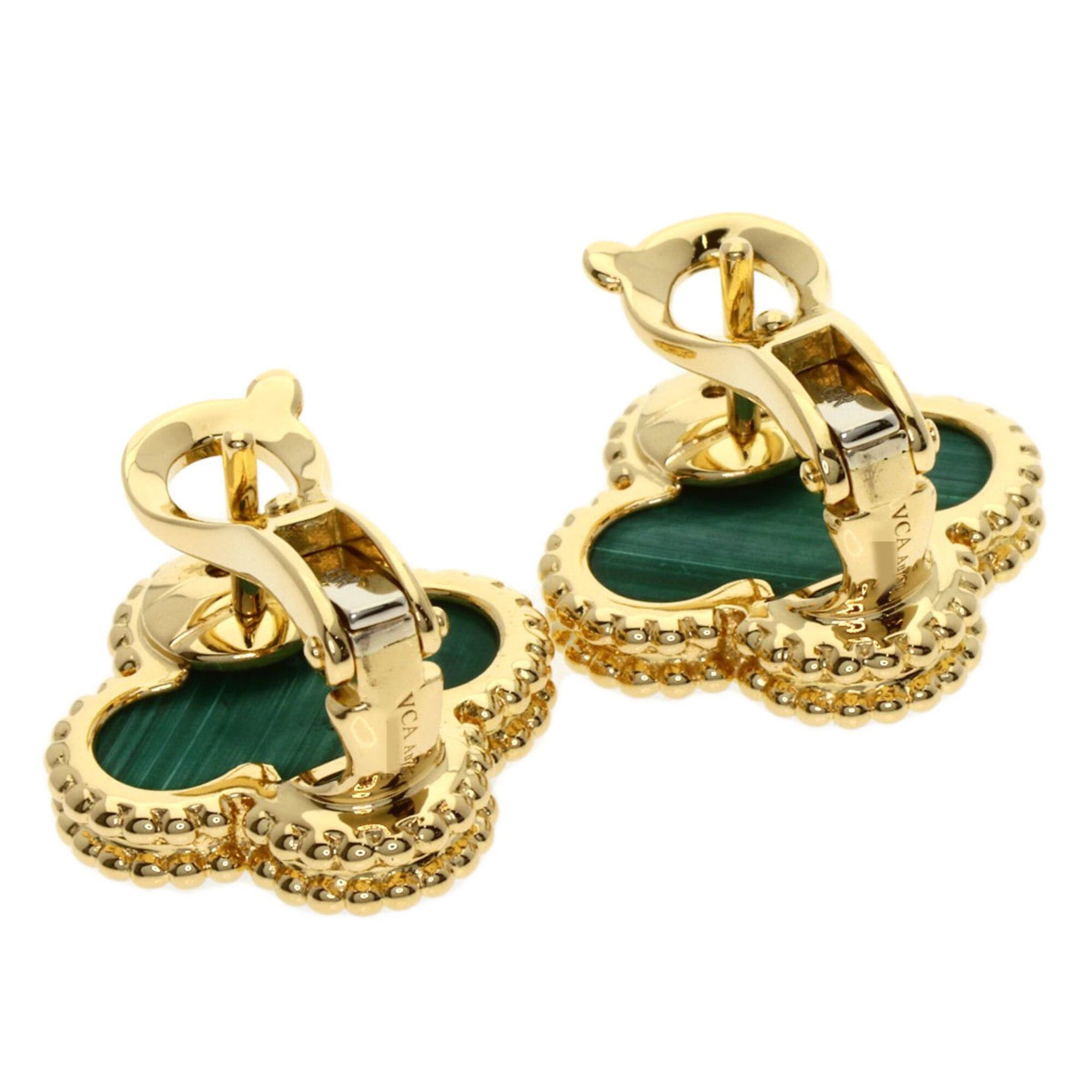 Van Cleef & Arpels Van Cleef & Arpels Vintage Alhambra Malachite Earrings, 18K Yellow Gold, Women's. Size ONE SIZE - 3 Thumbnail