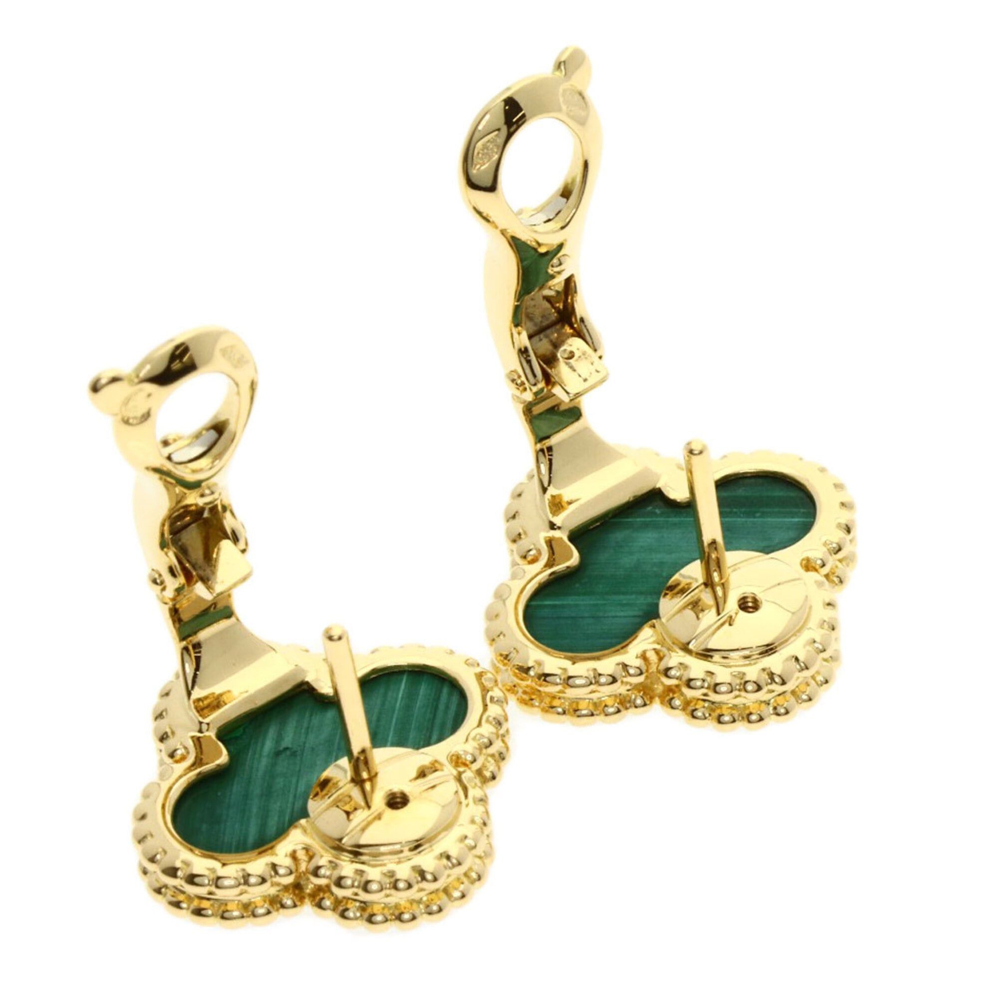 Van Cleef & Arpels Van Cleef & Arpels Vintage Alhambra Malachite Earrings, 18K Yellow Gold, Women's. Size ONE SIZE - 2 Thumbnail