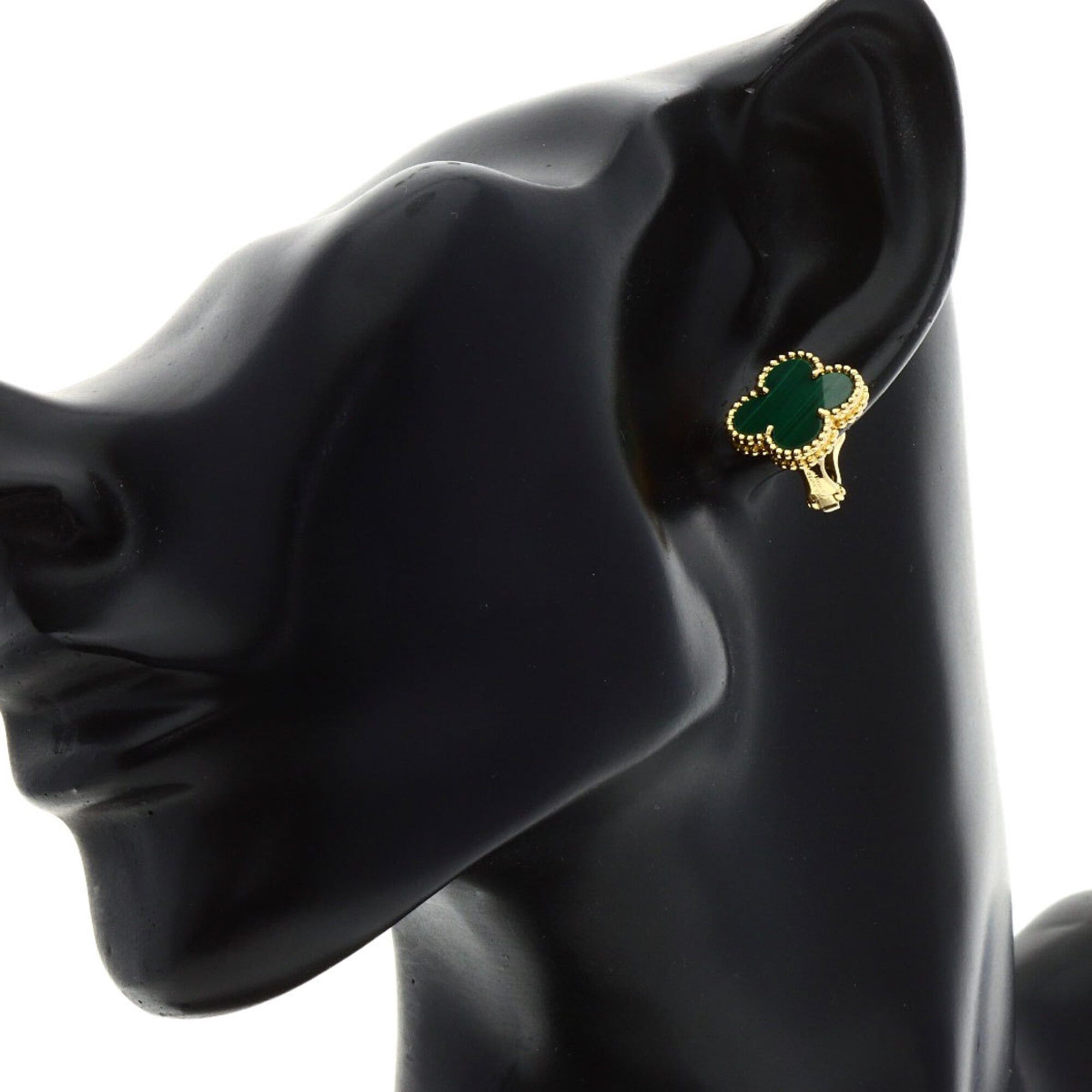 Van Cleef & Arpels Van Cleef & Arpels Vintage Alhambra Malachite Earrings, 18K Yellow Gold, Women's. Size ONE SIZE - 4 Thumbnail