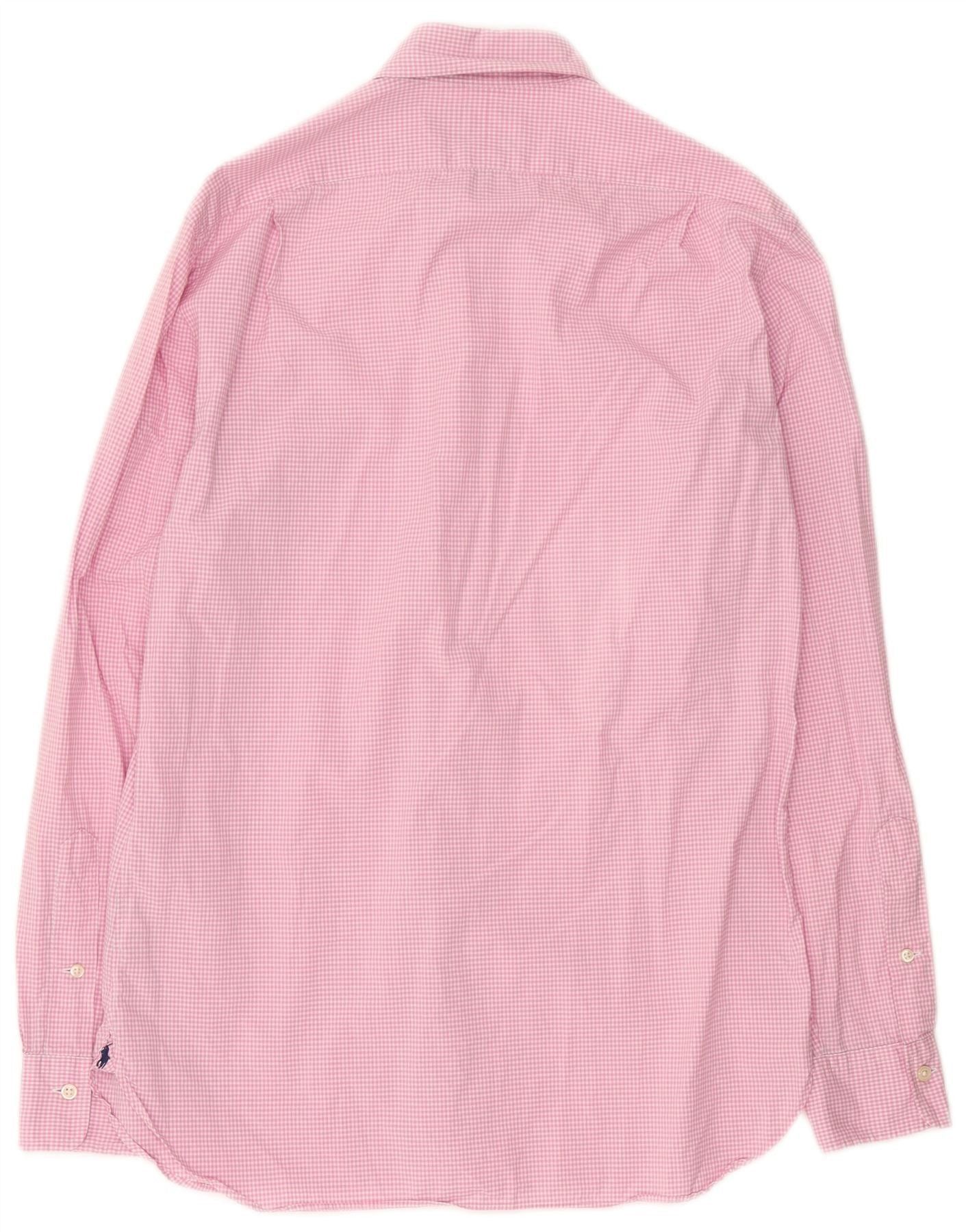 Polo Ralph Lauren Mens Slim Fit Shirt 39 15 1/2 Medium Pink Gingham Size US M / EU 48-50 / 2 - 2 Thumbnail