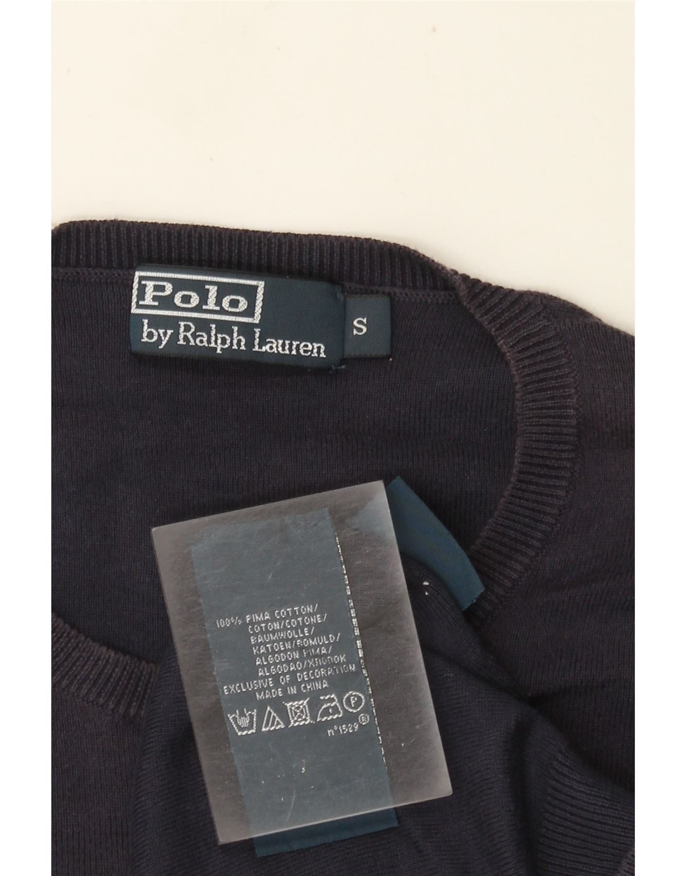 Polo Ralph Lauren Mens Crew Neck Jumper Sweater Small Navy Blue Cotton Size US S / EU 44-46 / 1 - 3 Thumbnail