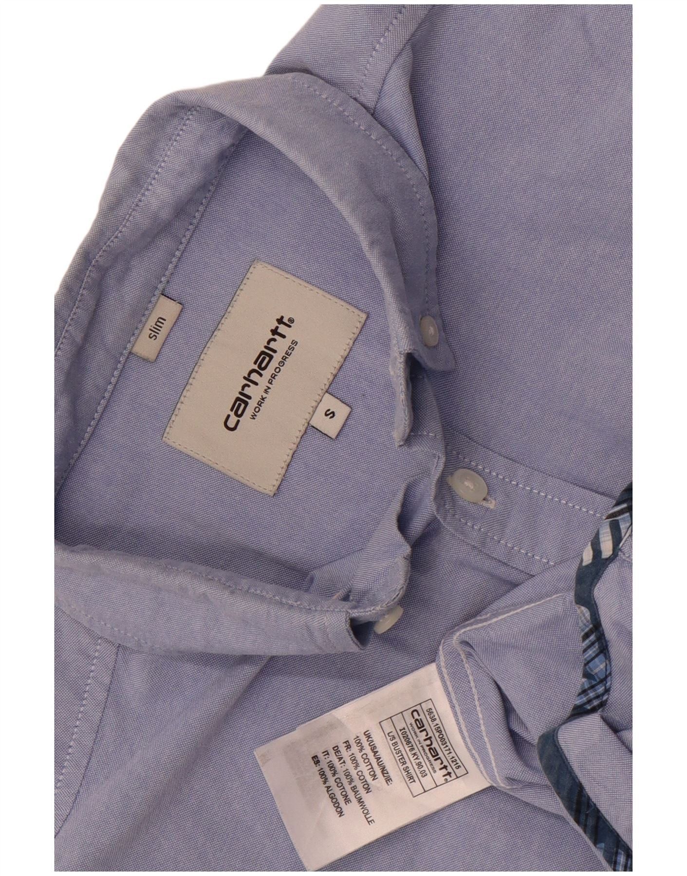 Carhartt Mens Slim Shirt Small Blue Colourblock Cotton Size US S / EU 44-46 / 1 - 3 Thumbnail
