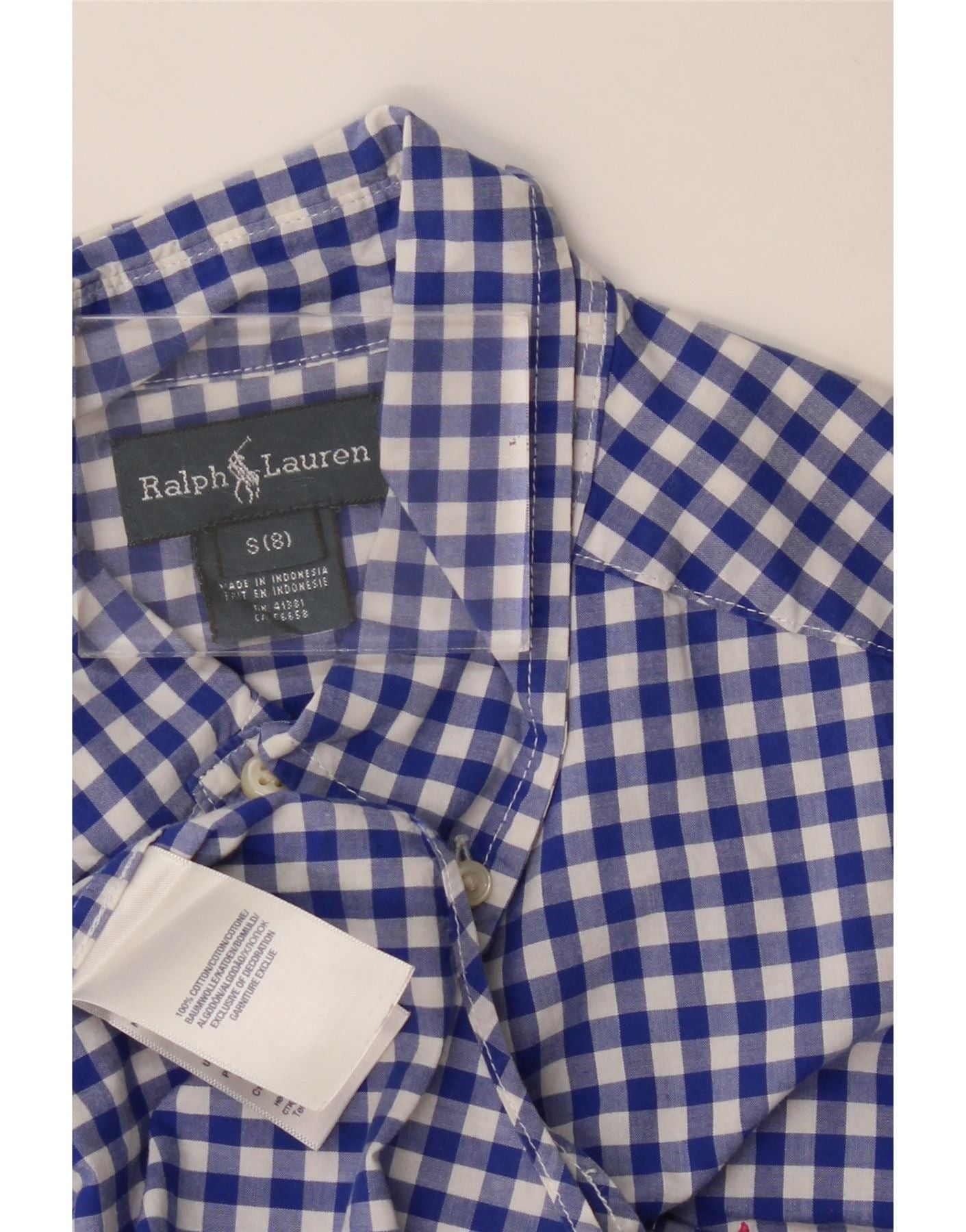 Ralph Lauren Boys Shirt 7-8 Years Small Blue Gingham Cotton Size XXS / US 00 / IT 34 - 3 Thumbnail