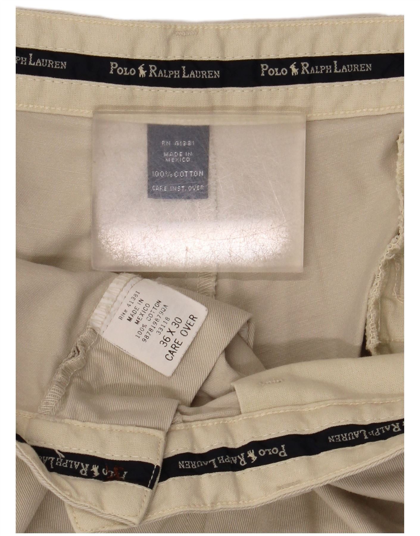 Polo Ralph Lauren Mens Tapered Casual Trousers W36 L30 Beige Cotton Size US 36 / EU 52 - 3 Thumbnail