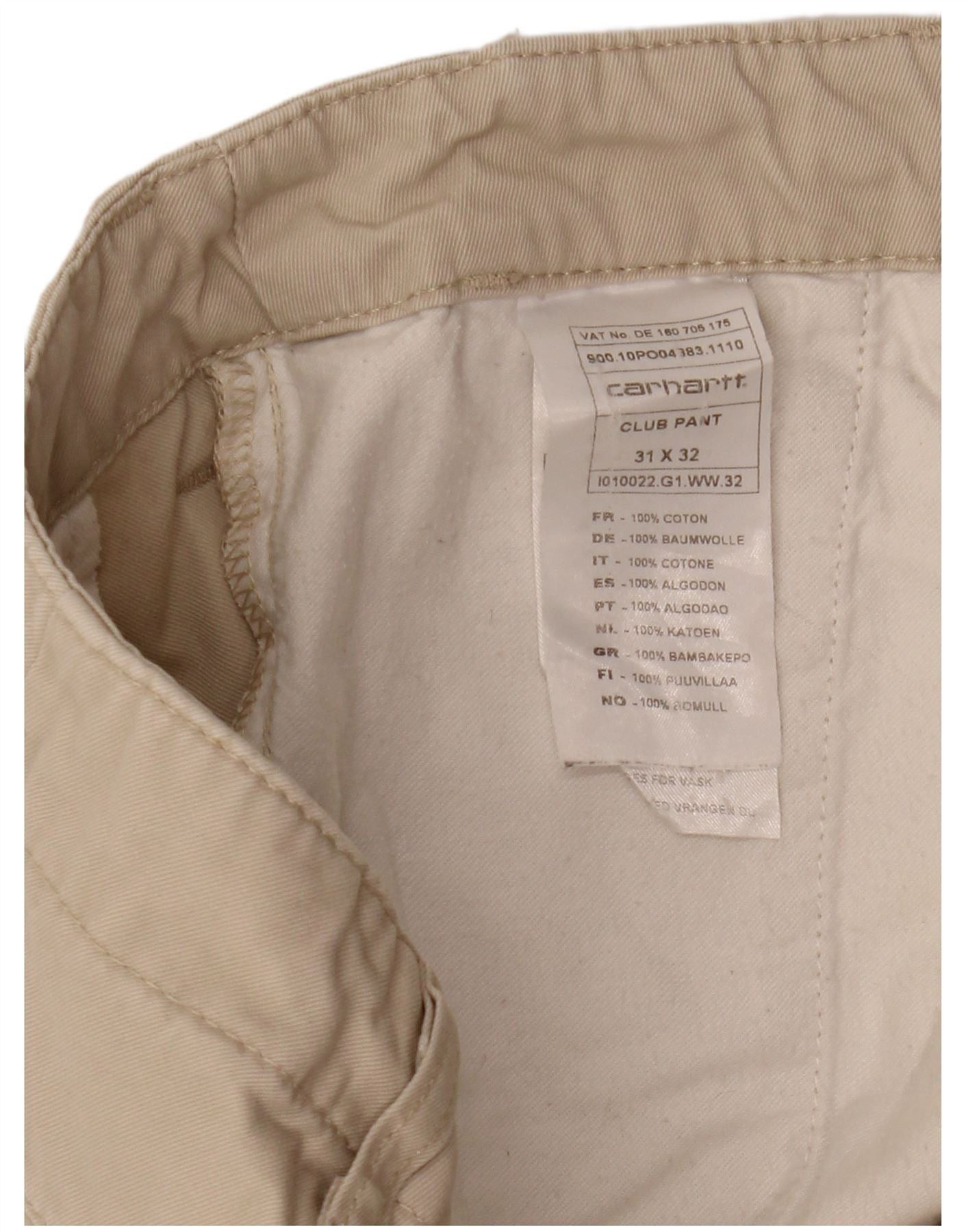 Carhartt Mens Straight Chino Trousers W31 L32 Beige Cotton Size US 32 / EU 48 - 5 Thumbnail