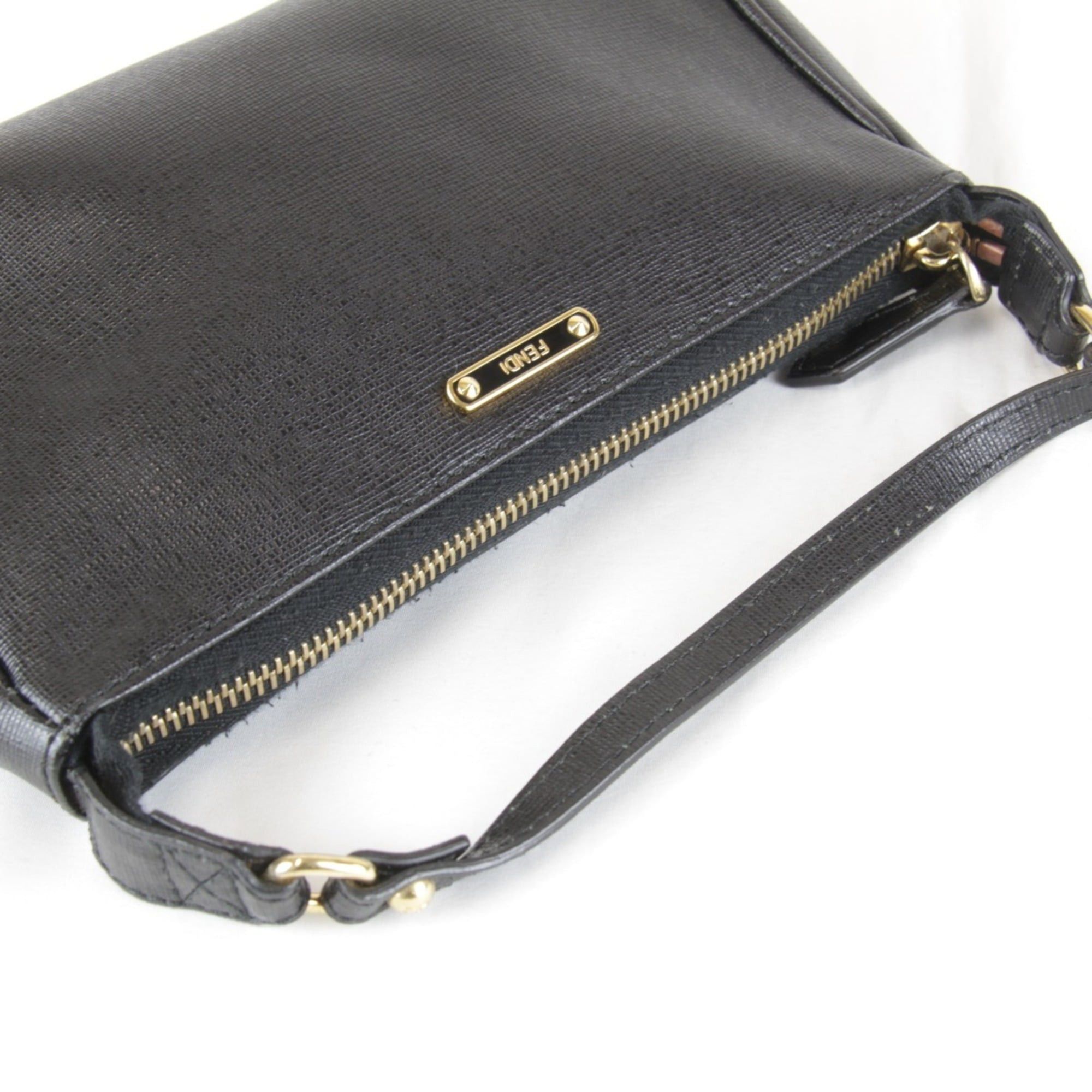 Fendi FENDI Mini Pouch Shoulder Bag, Leather, 160g, Women's, Black Saffiano Size ONE SIZE - 10 Thumbnail