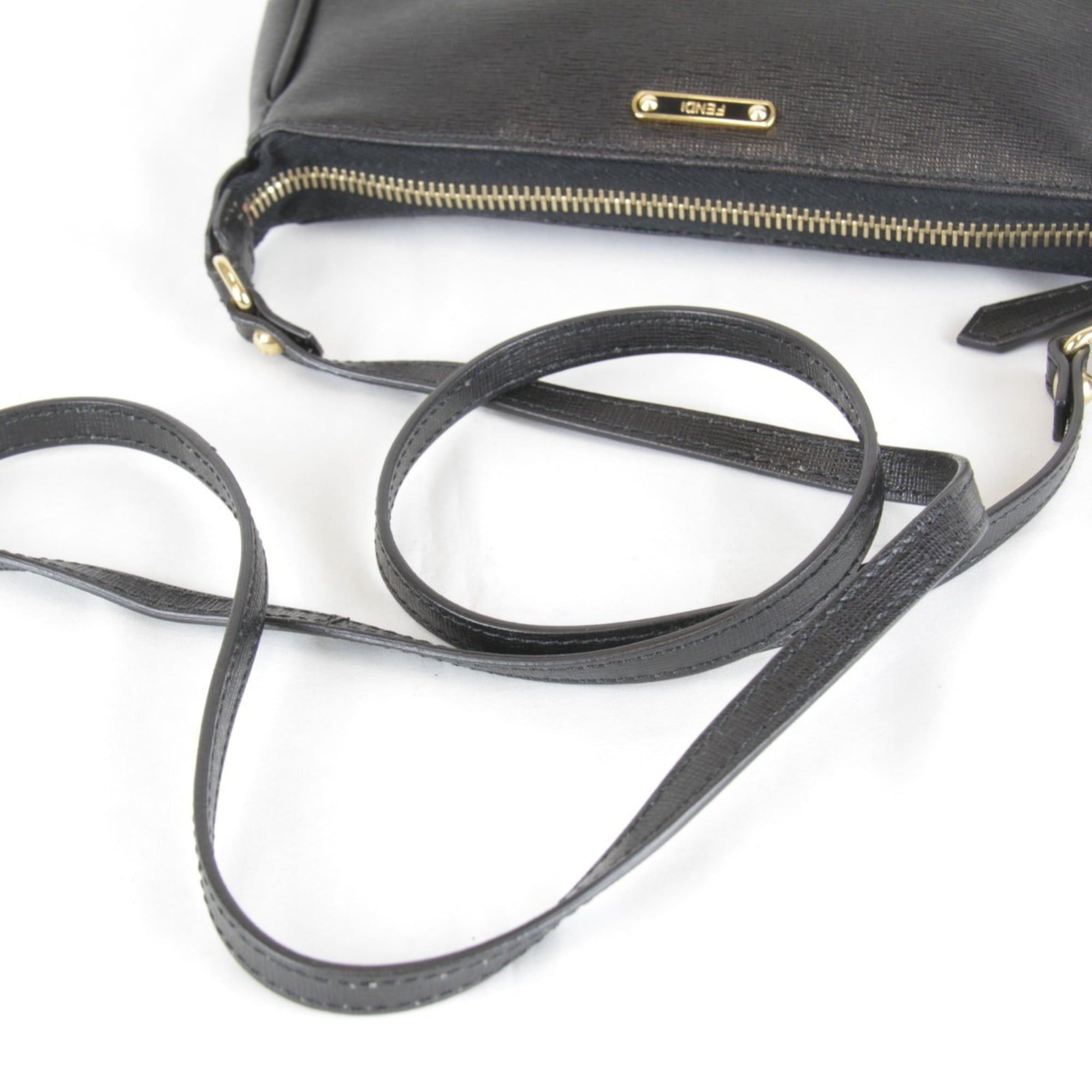 Fendi FENDI Mini Pouch Shoulder Bag, Leather, 160g, Women's, Black Saffiano Size ONE SIZE - 8 Thumbnail