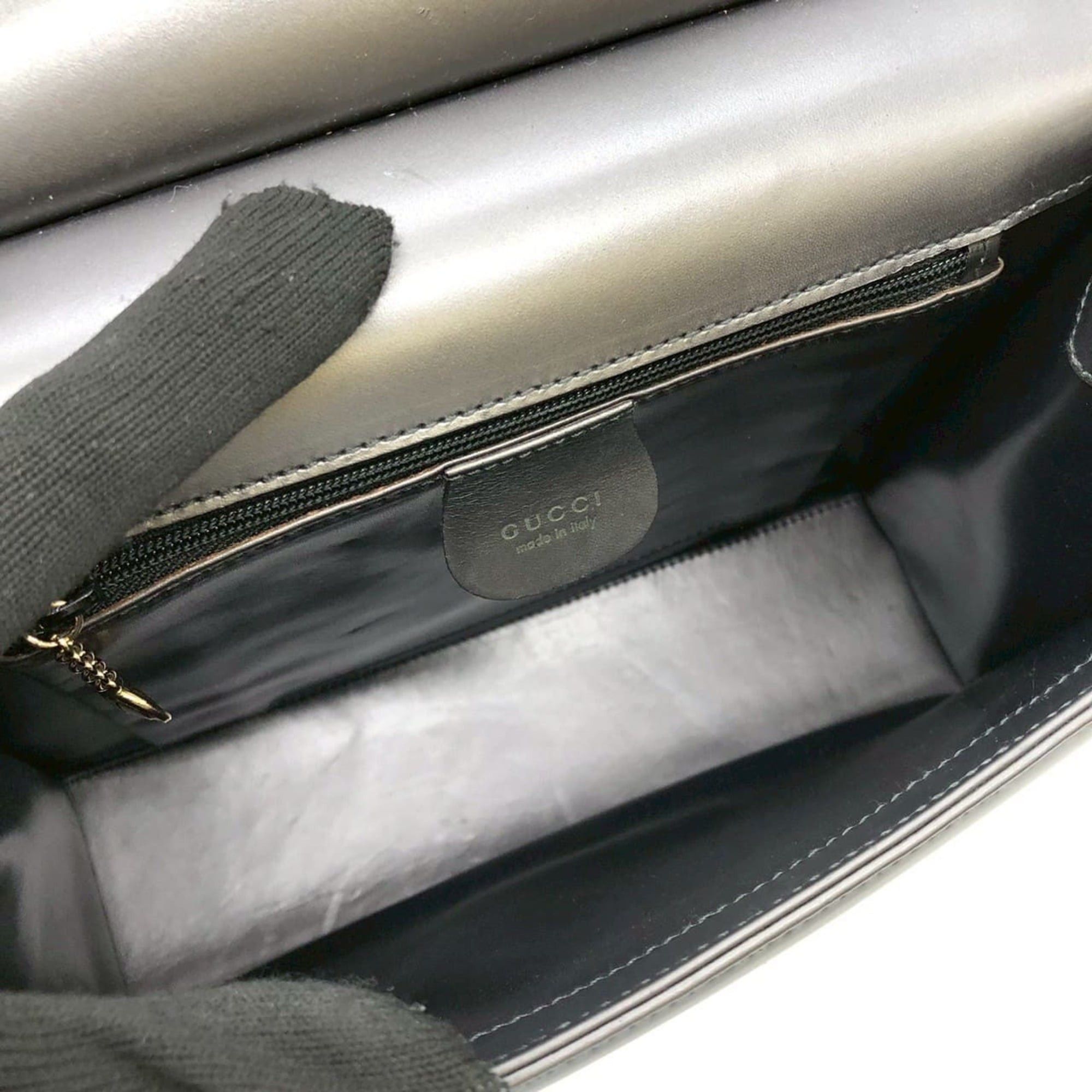 Gucci GUCCI 001 2058 Shoulder Bag, Leather, Gray, Women's Size ONE SIZE - 10 Thumbnail