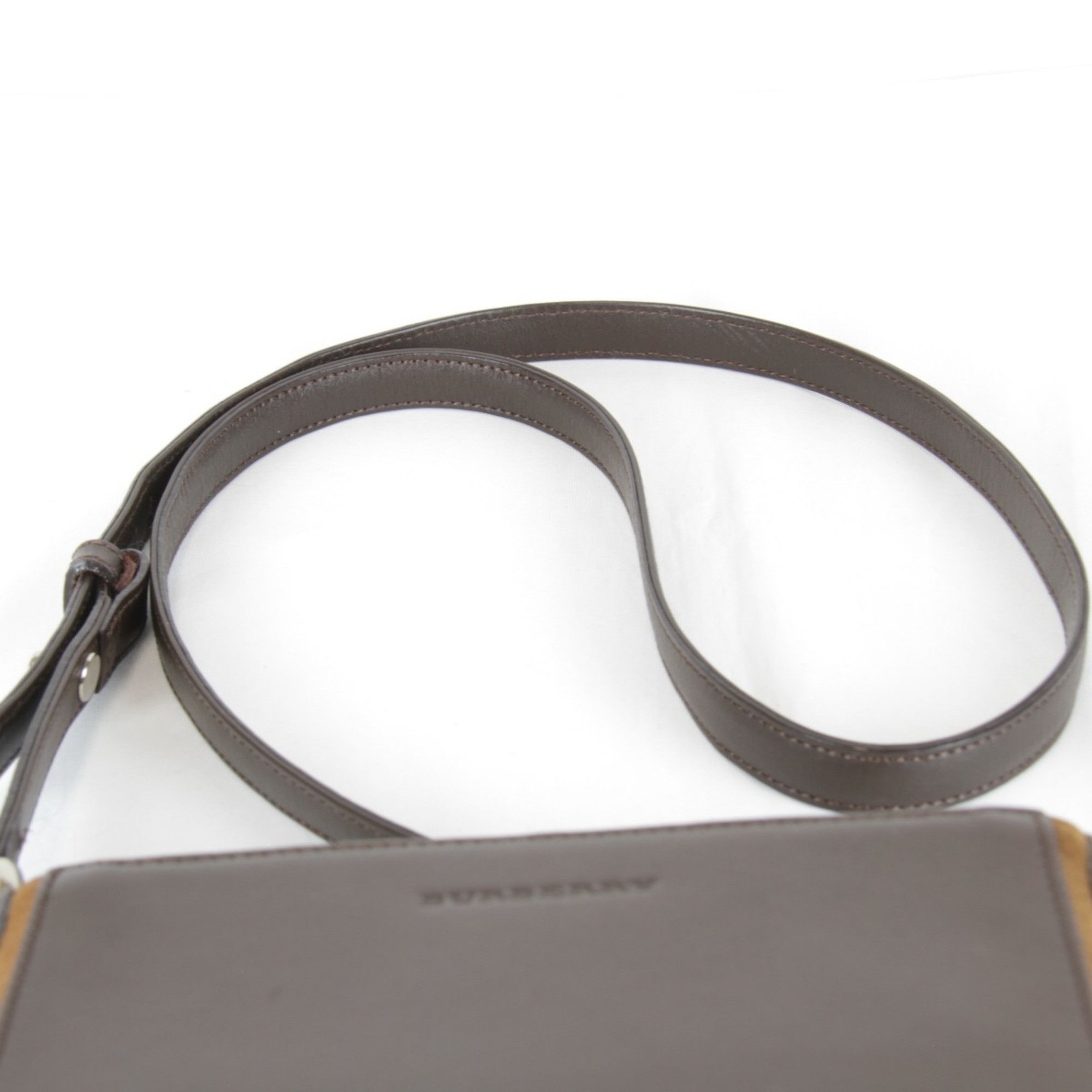 Burberry BURBERRY LONDON Stitch Shoulder Bag, Leather/Suede, 270g, Women's, Brown Size ONE SIZE - 11 Thumbnail