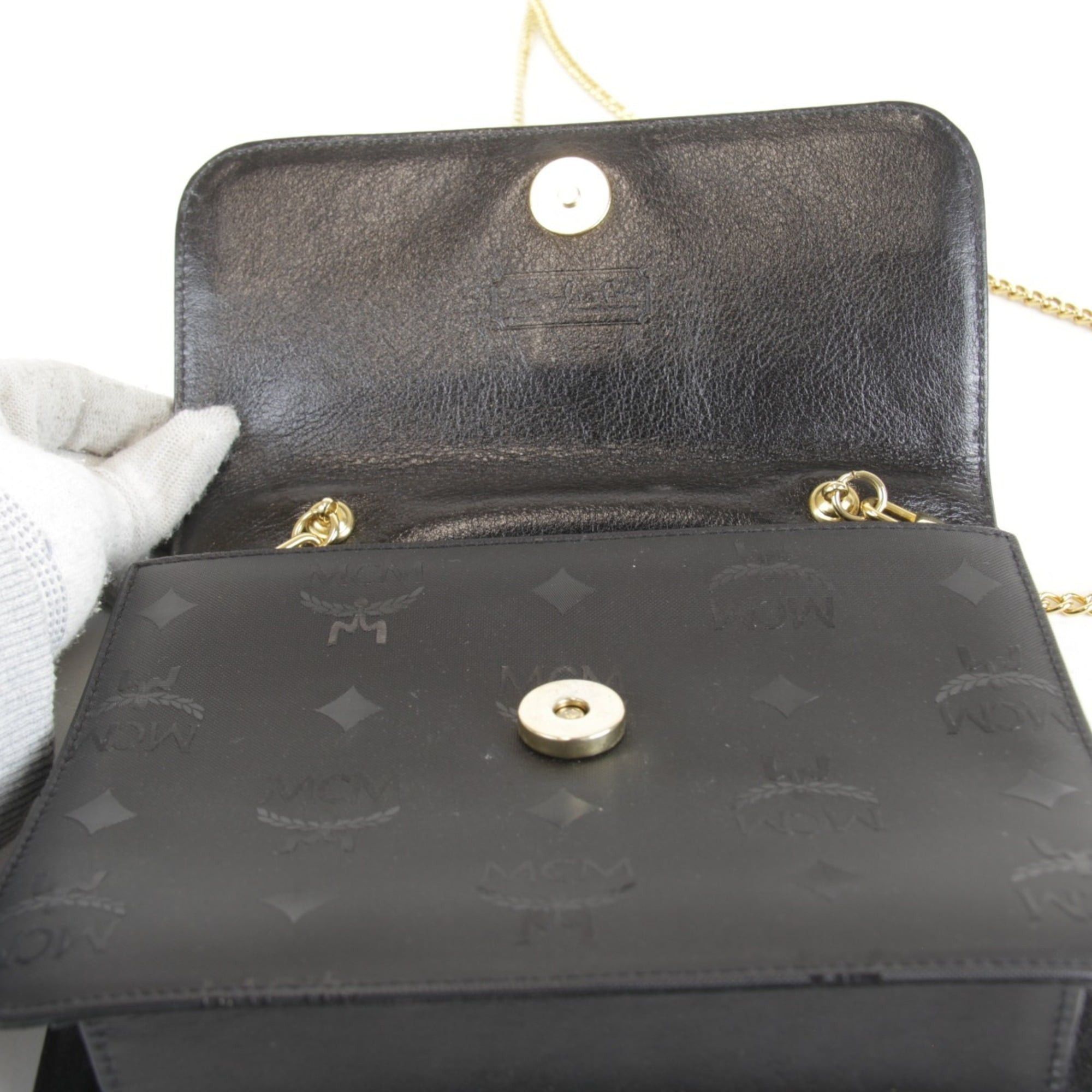 MCM MCM Visetos 2-way Chain Mini Shoulder Bag, 370g, Women's, Black Size ONE SIZE - 11 Thumbnail