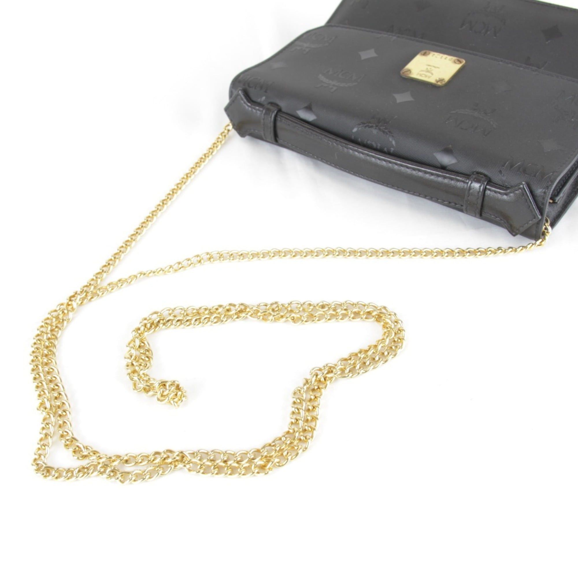 MCM MCM Visetos 2-way Chain Mini Shoulder Bag, 370g, Women's, Black Size ONE SIZE - 8 Thumbnail