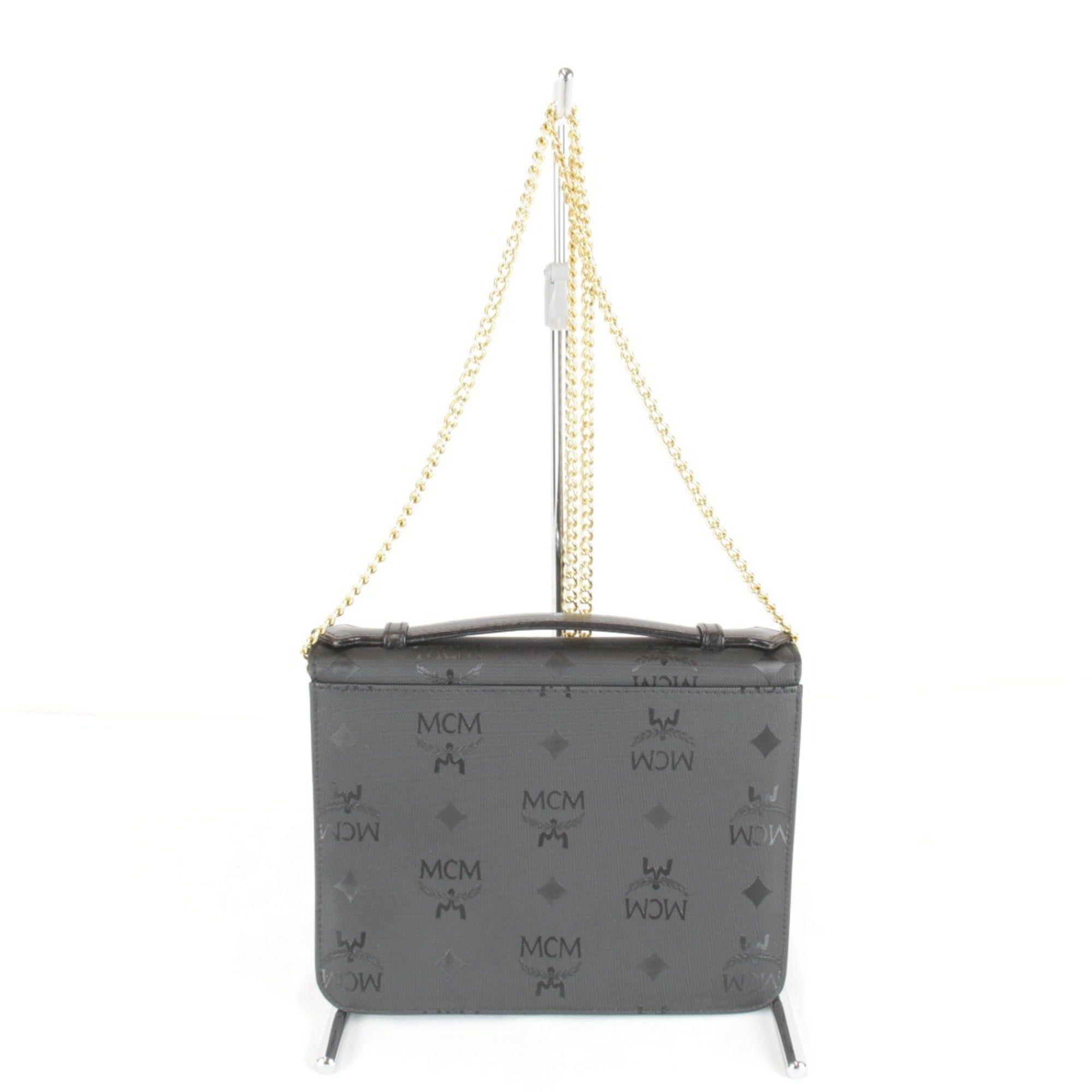 MCM MCM Visetos 2-way Chain Mini Shoulder Bag, 370g, Women's, Black Size ONE SIZE - 2 Thumbnail