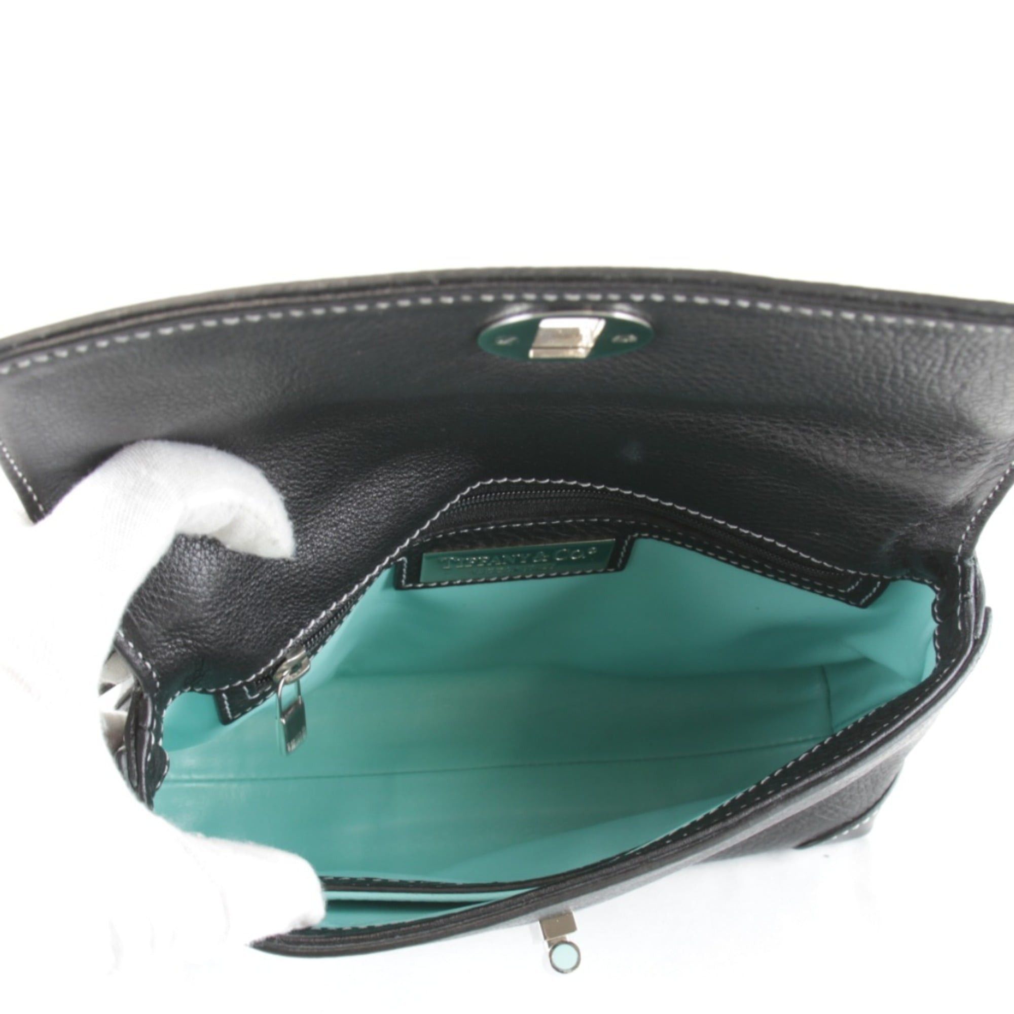 Tiffany & Co. TIFFANY&Co. Tiffany Turnlock Shoulder Bag, Leather, Black, Women's Size ONE SIZE - 4 Thumbnail
