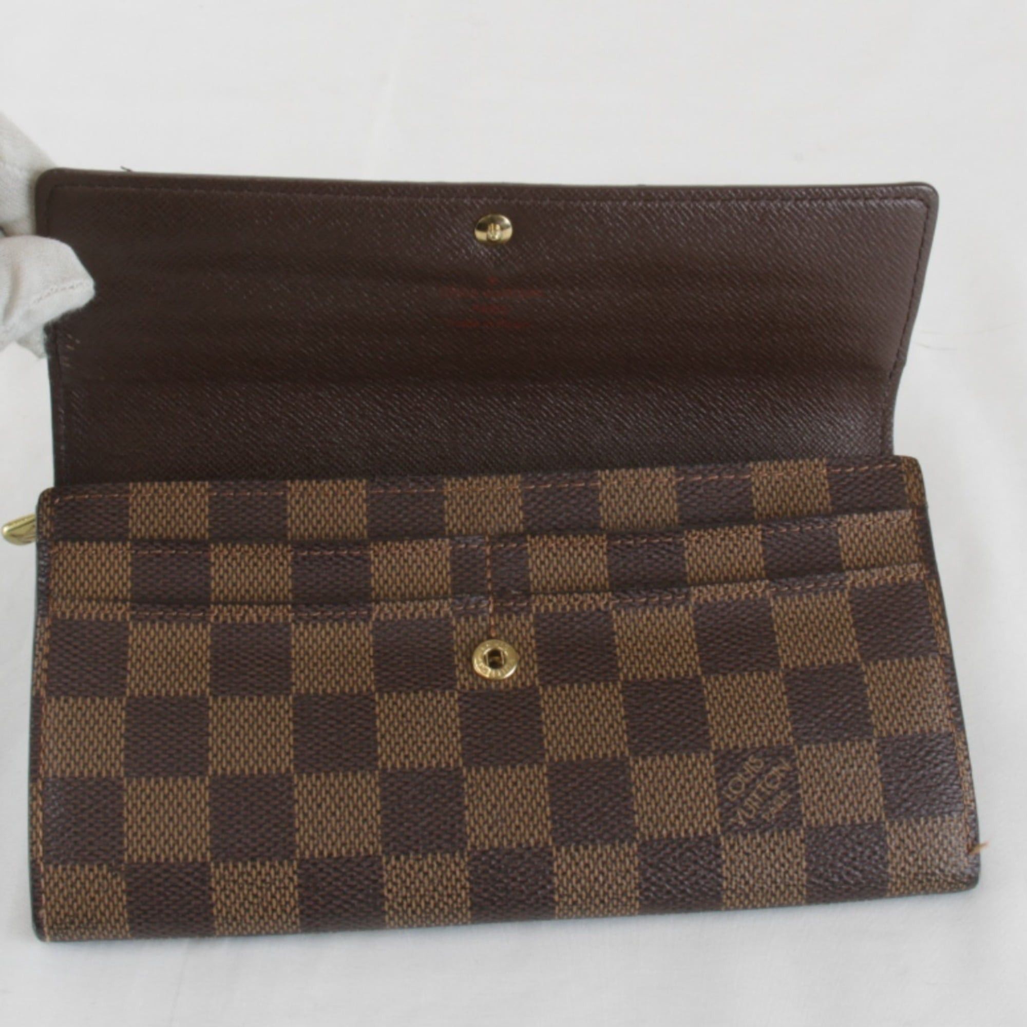 Louis Vuitton LOUIS VUITTON Portefeuille Sarah N61734 Long Wallet, Damier Canvas, Brown, Women's Size ONE SIZE - 7 Thumbnail