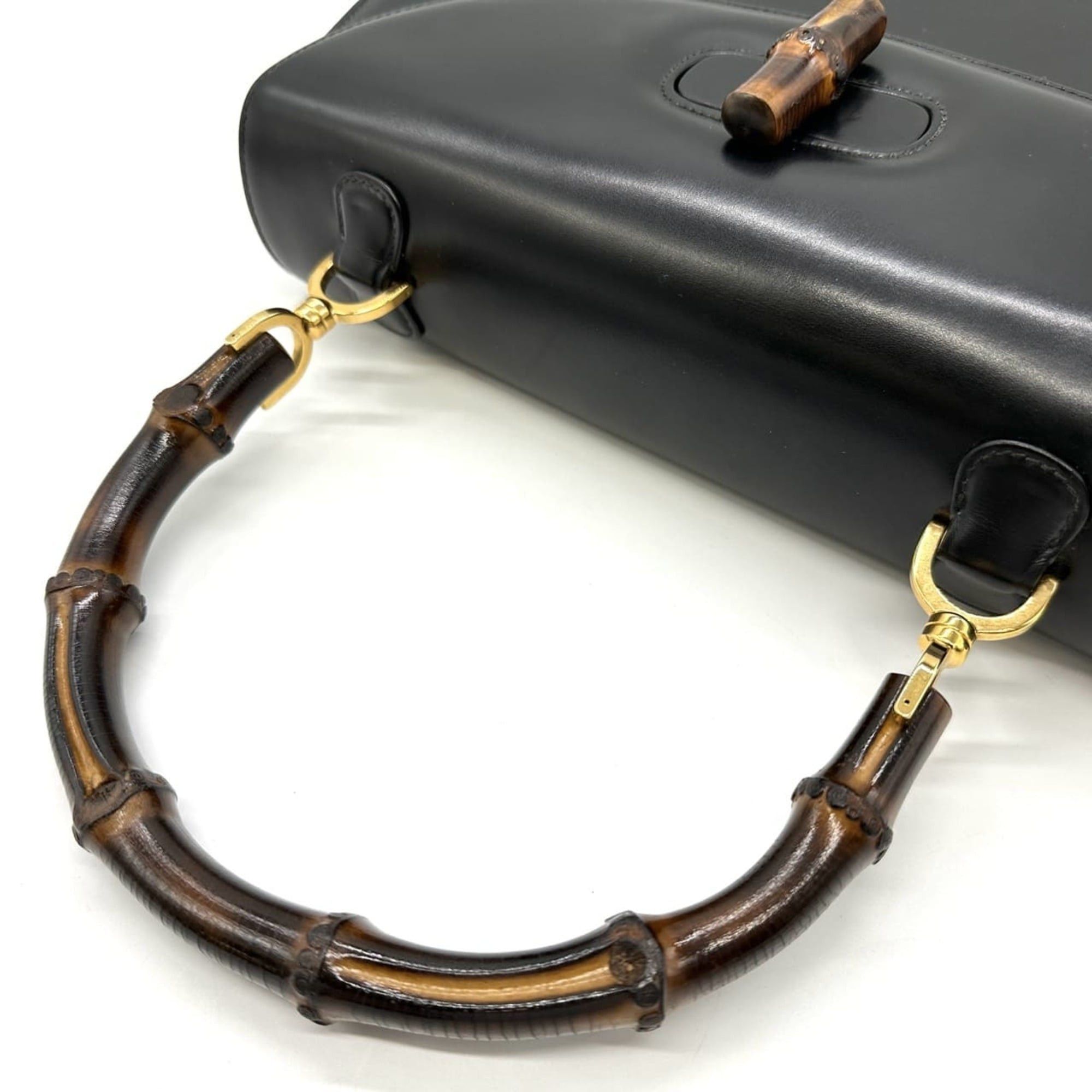 Gucci GUCCI 000 46 Bamboo Handbag Leather Black Old Gucci Women's Size ONE SIZE - 7 Thumbnail