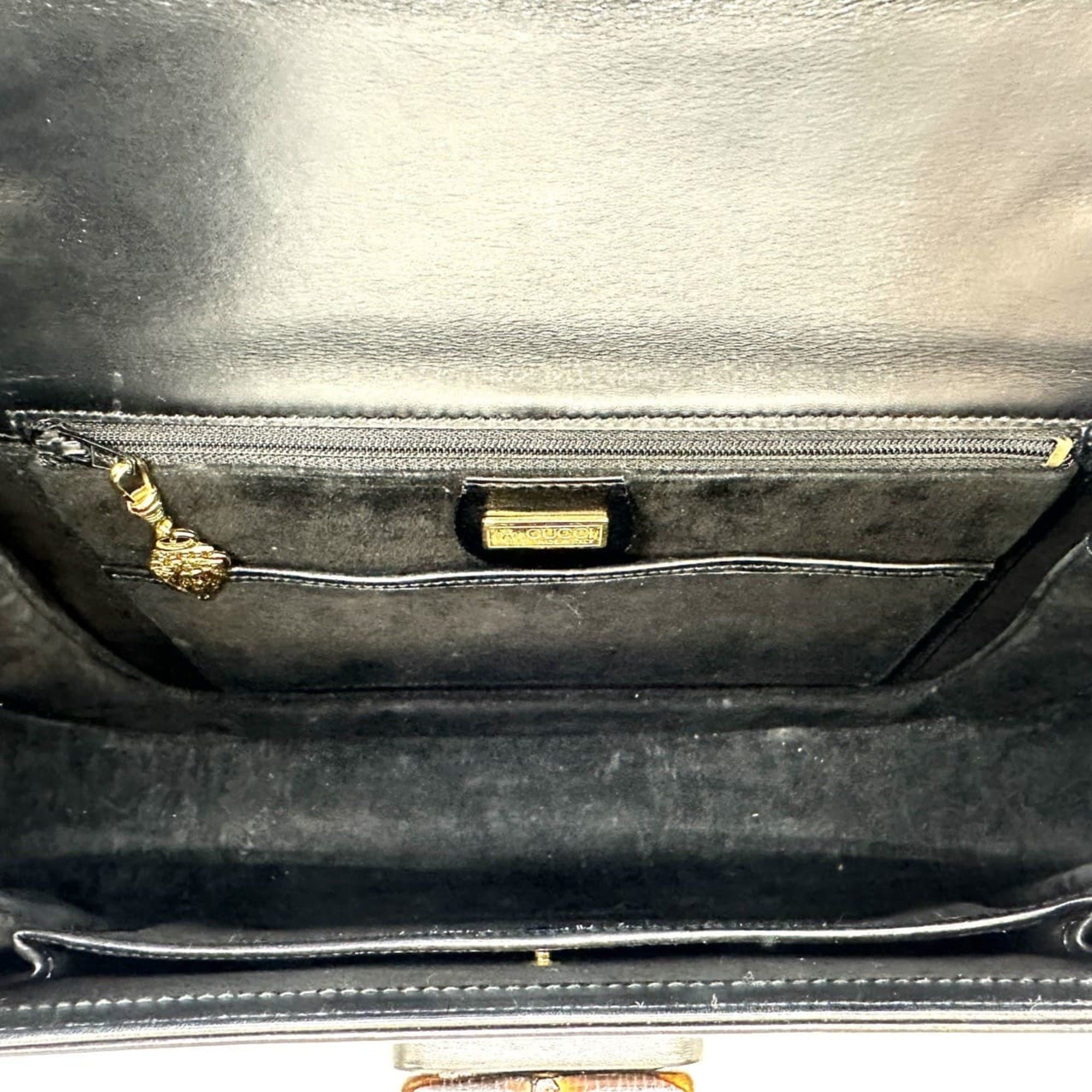Gucci GUCCI 000 46 Bamboo Handbag Leather Black Old Gucci Women's Size ONE SIZE - 10 Thumbnail