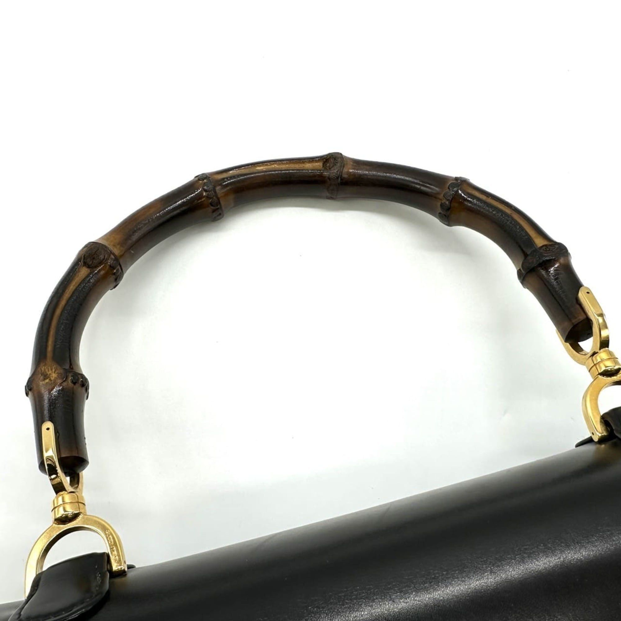 Gucci GUCCI 000 46 Bamboo Handbag Leather Black Old Gucci Women's Size ONE SIZE - 8 Thumbnail