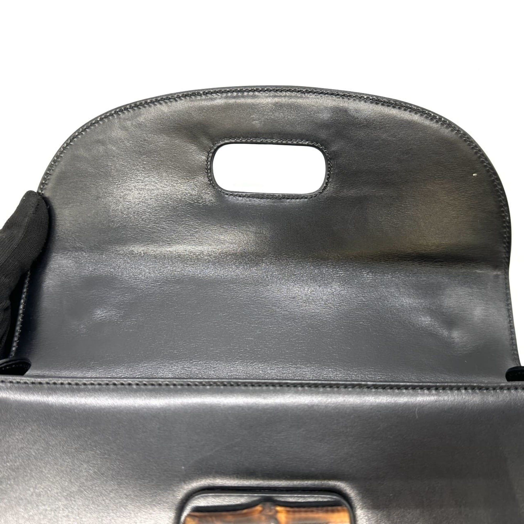 Gucci GUCCI 000 46 Bamboo Handbag Leather Black Old Gucci Women's Size ONE SIZE - 9 Thumbnail