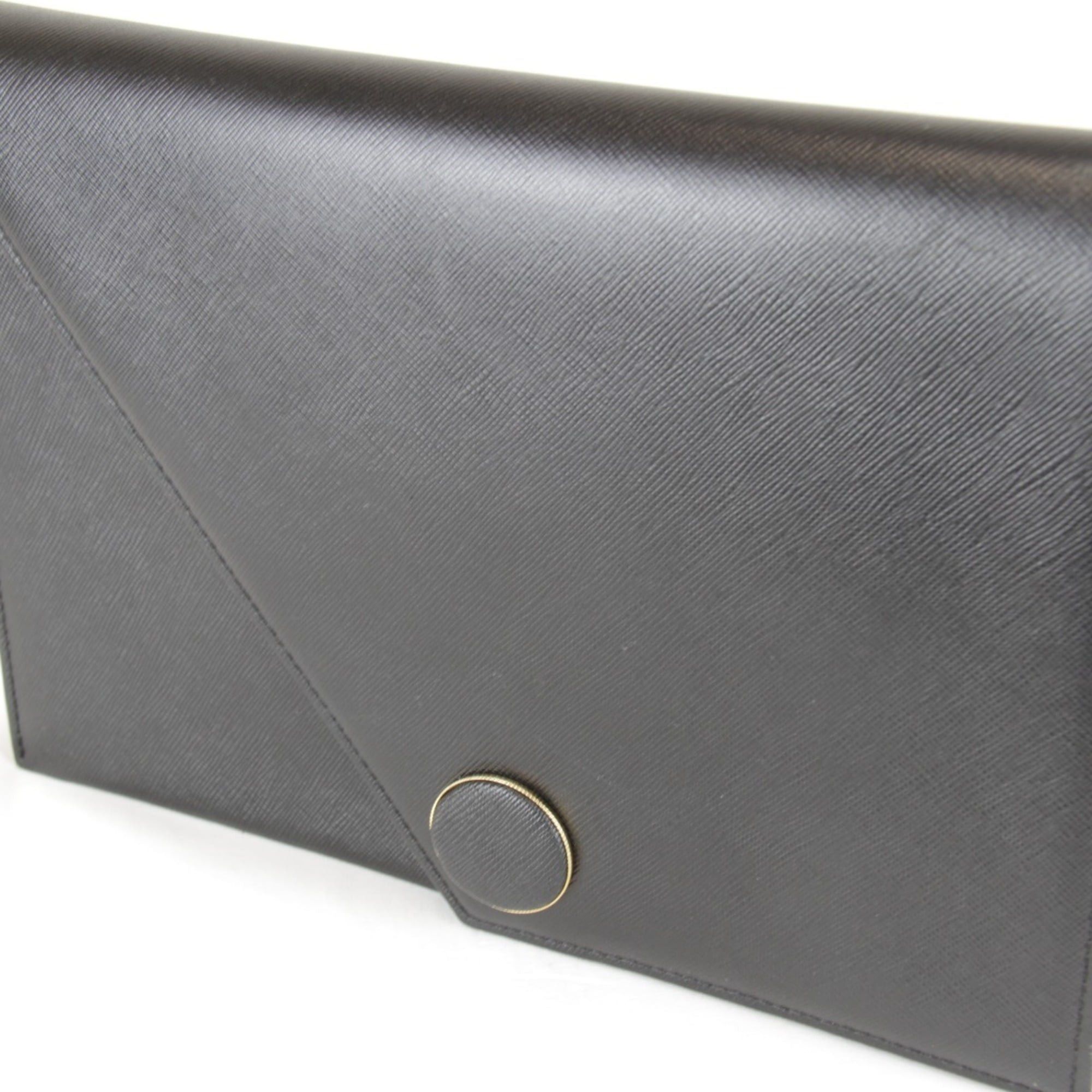Saint Laurent Paris SAINT LAURENT Black Leather Clutch Bag, 410g, Women's, Saffiano Leather, Second Bag Size ONE SIZE - 6 Thumbnail