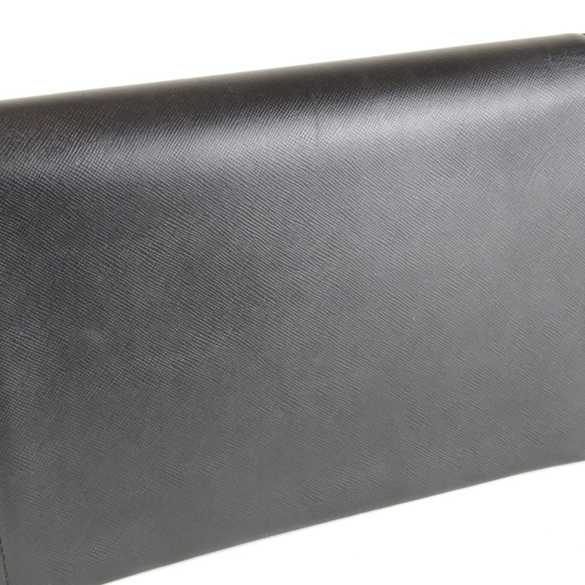 Saint Laurent Paris SAINT LAURENT Black Leather Clutch Bag, 410g, Women's, Saffiano Leather, Second Bag Size ONE SIZE - 7 Thumbnail