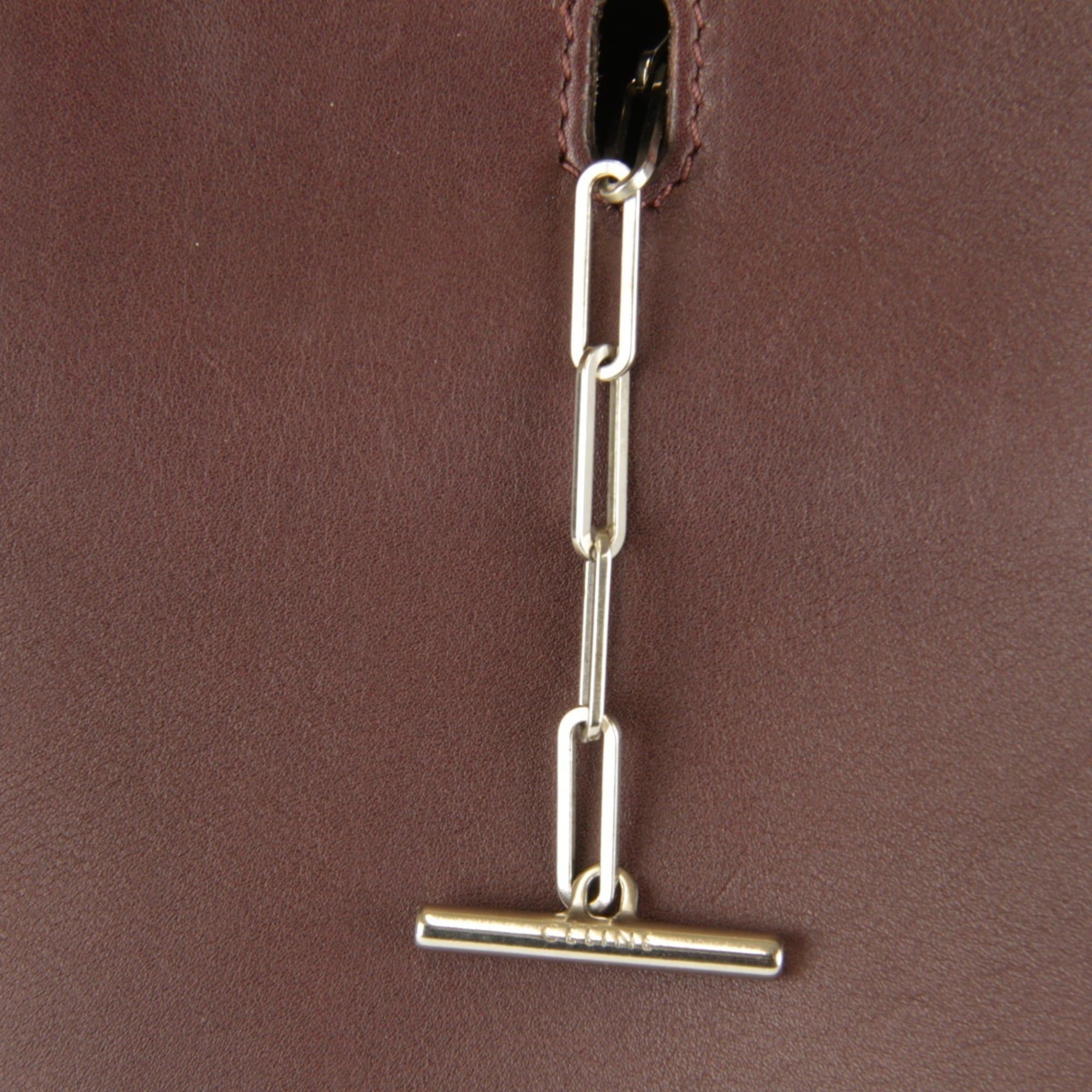 Celine Celine Chain Hardware Shoulder Bag Leather Women's Bordeaux Wine Red Size ONE SIZE - 13 Thumbnail
