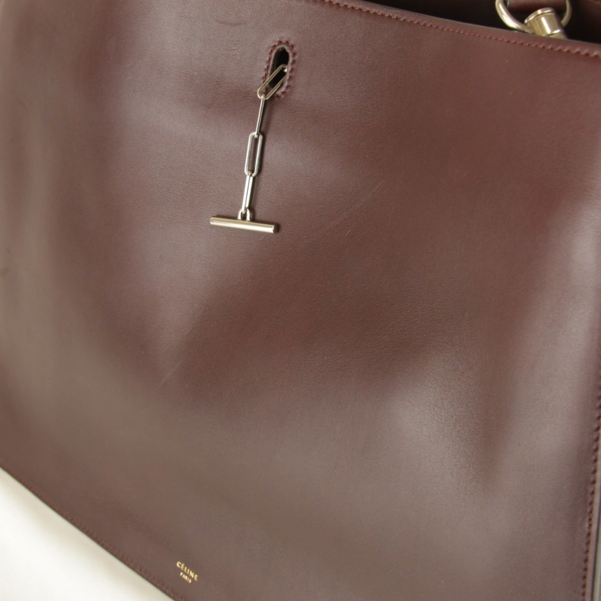 Celine Celine Chain Hardware Shoulder Bag Leather Women's Bordeaux Wine Red Size ONE SIZE - 10 Thumbnail