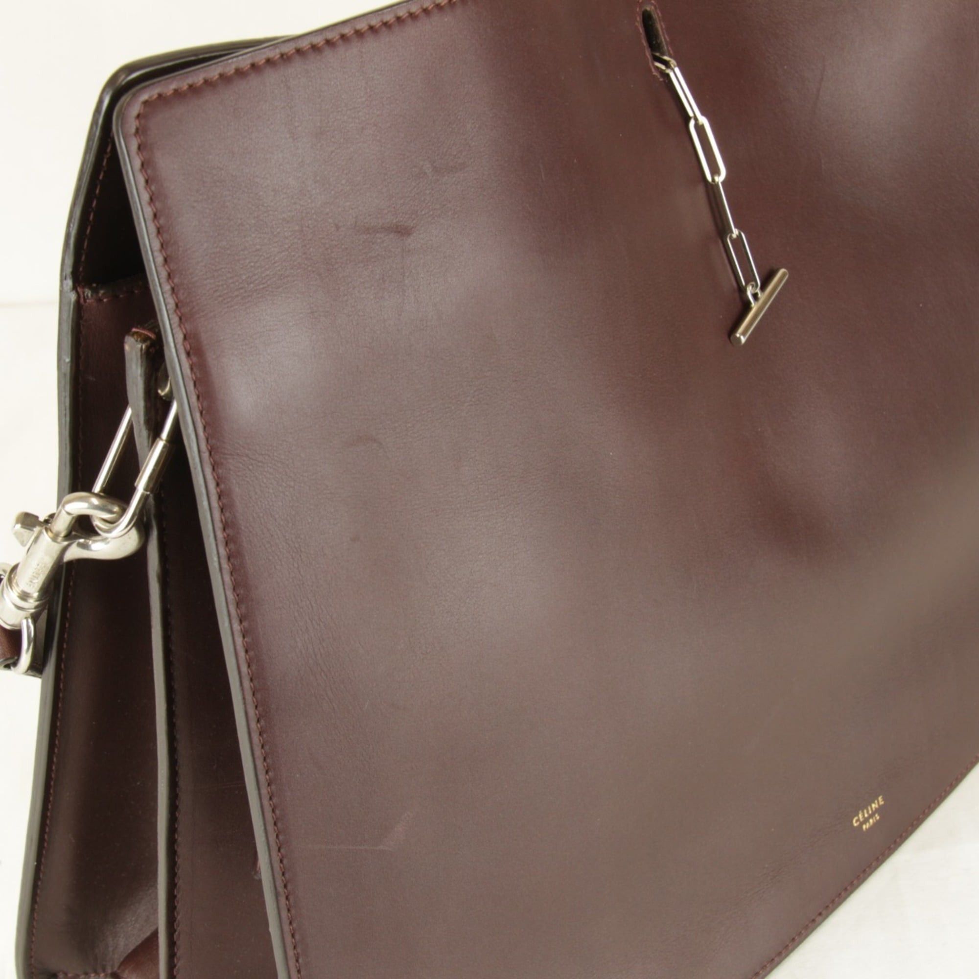 Celine Celine Chain Hardware Shoulder Bag Leather Women's Bordeaux Wine Red Size ONE SIZE - 11 Thumbnail