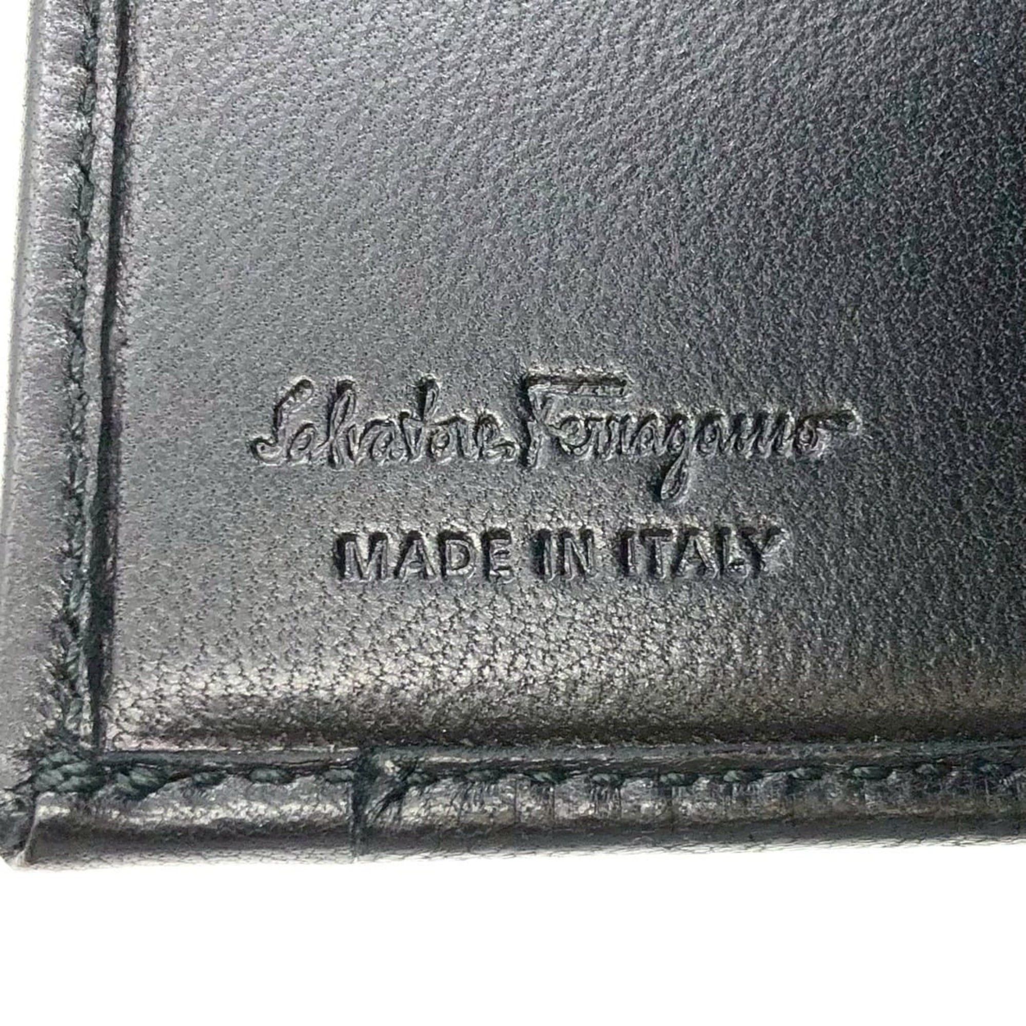 Salvatore Ferragamo Salvatore Ferragamo Gancini Bi-fold Leather Wallet, Black, for Women and Men Size ONE SIZE - 15 Thumbnail