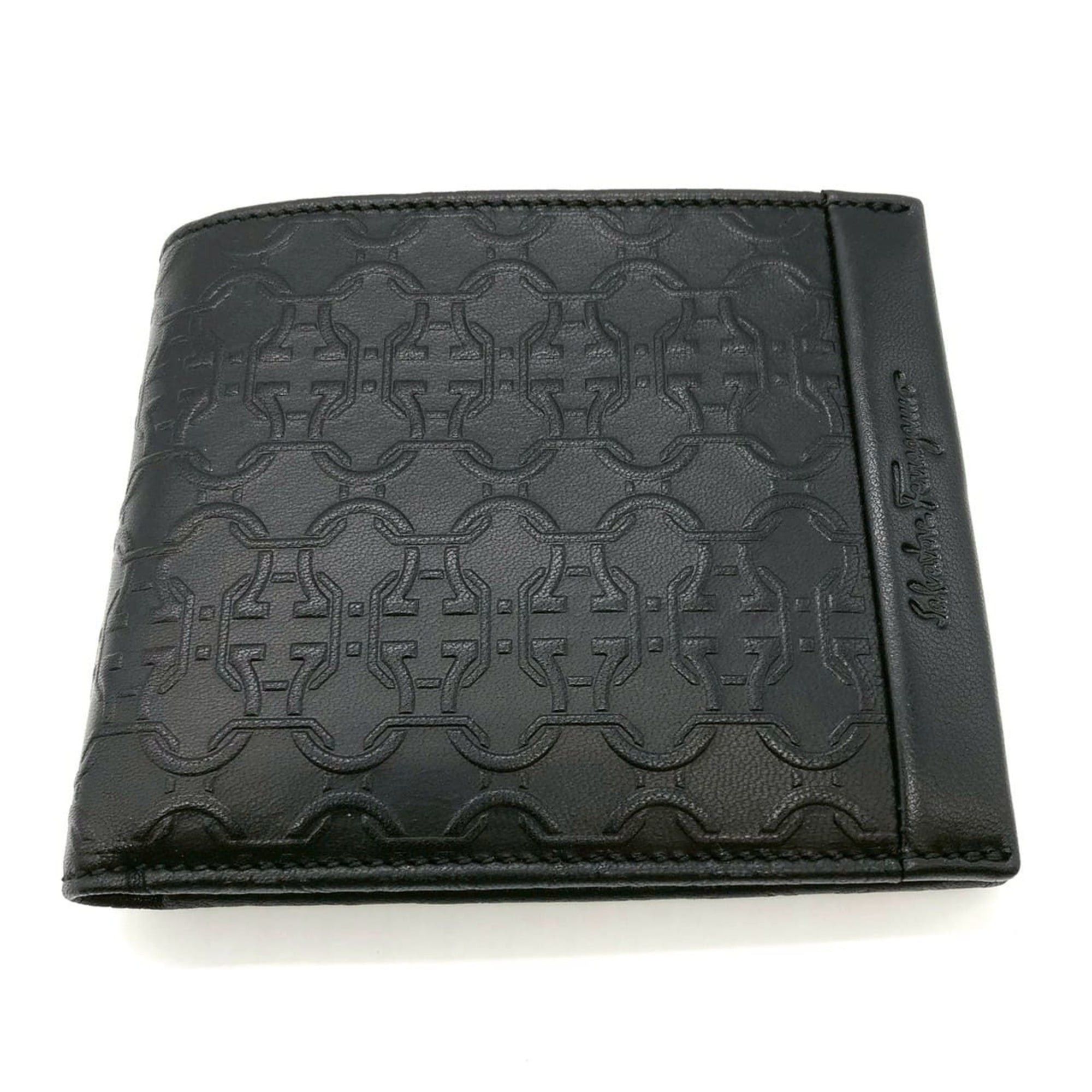 Salvatore Ferragamo Salvatore Ferragamo Gancini Bi-fold Leather Wallet, Black, for Women and Men Size ONE SIZE - 2 Thumbnail