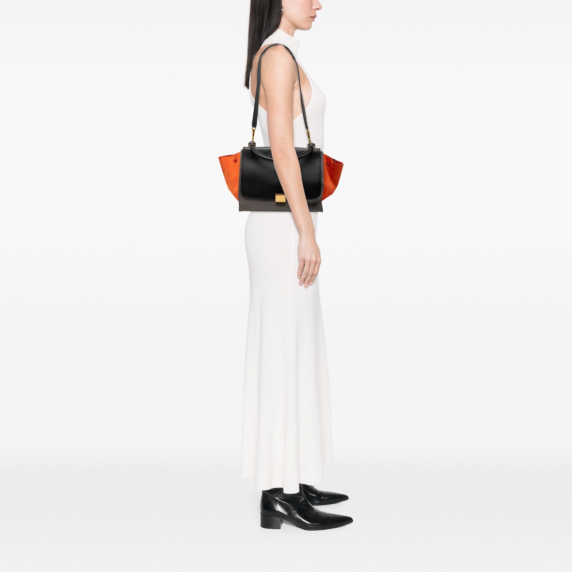 Celine Medium Tricolor Calfskin and Suede Trapeze Satchel Size ONE SIZE - 7 Thumbnail