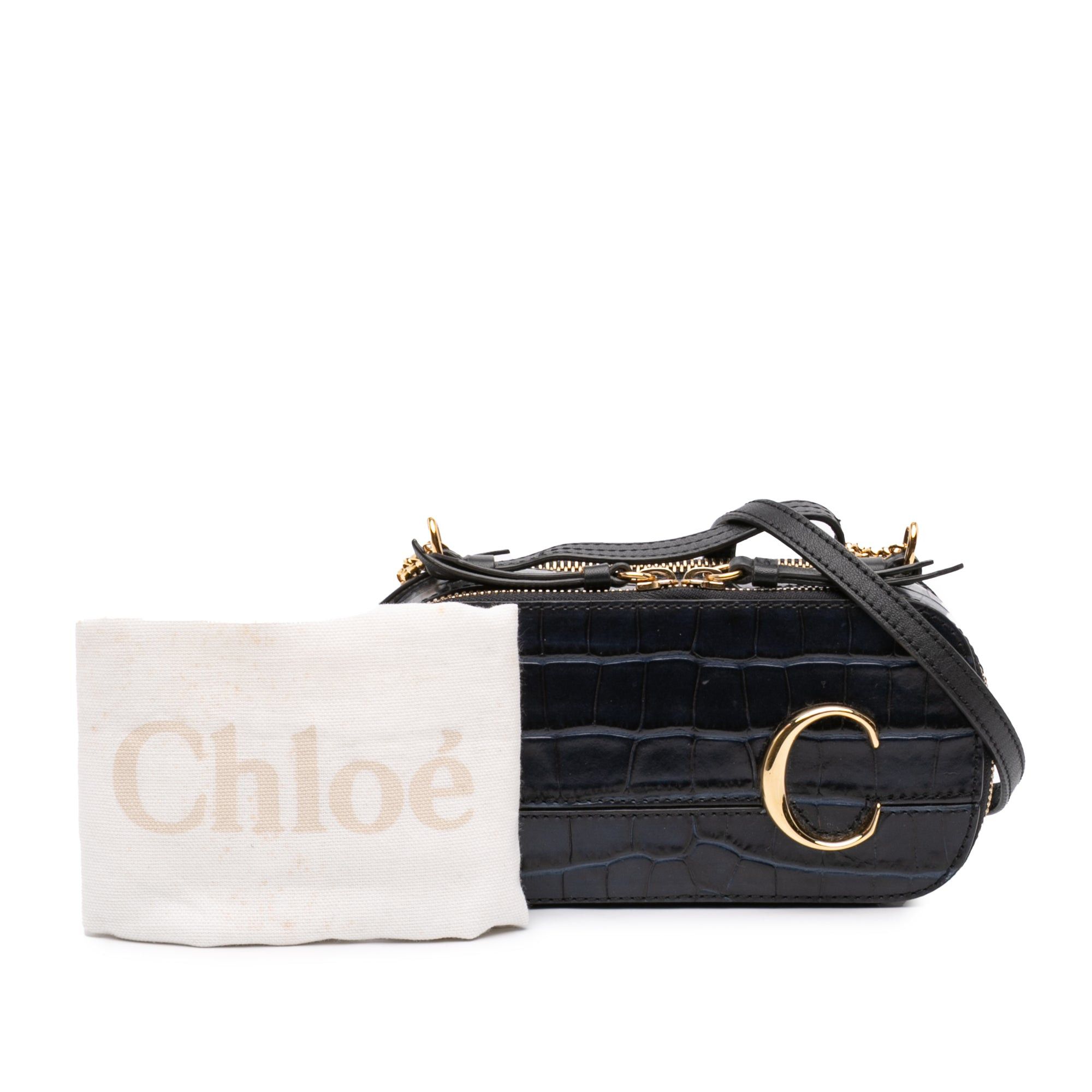 Chloe Mini Croc Embossed Leather C Vanity Bag Size ONE SIZE - 12 Thumbnail