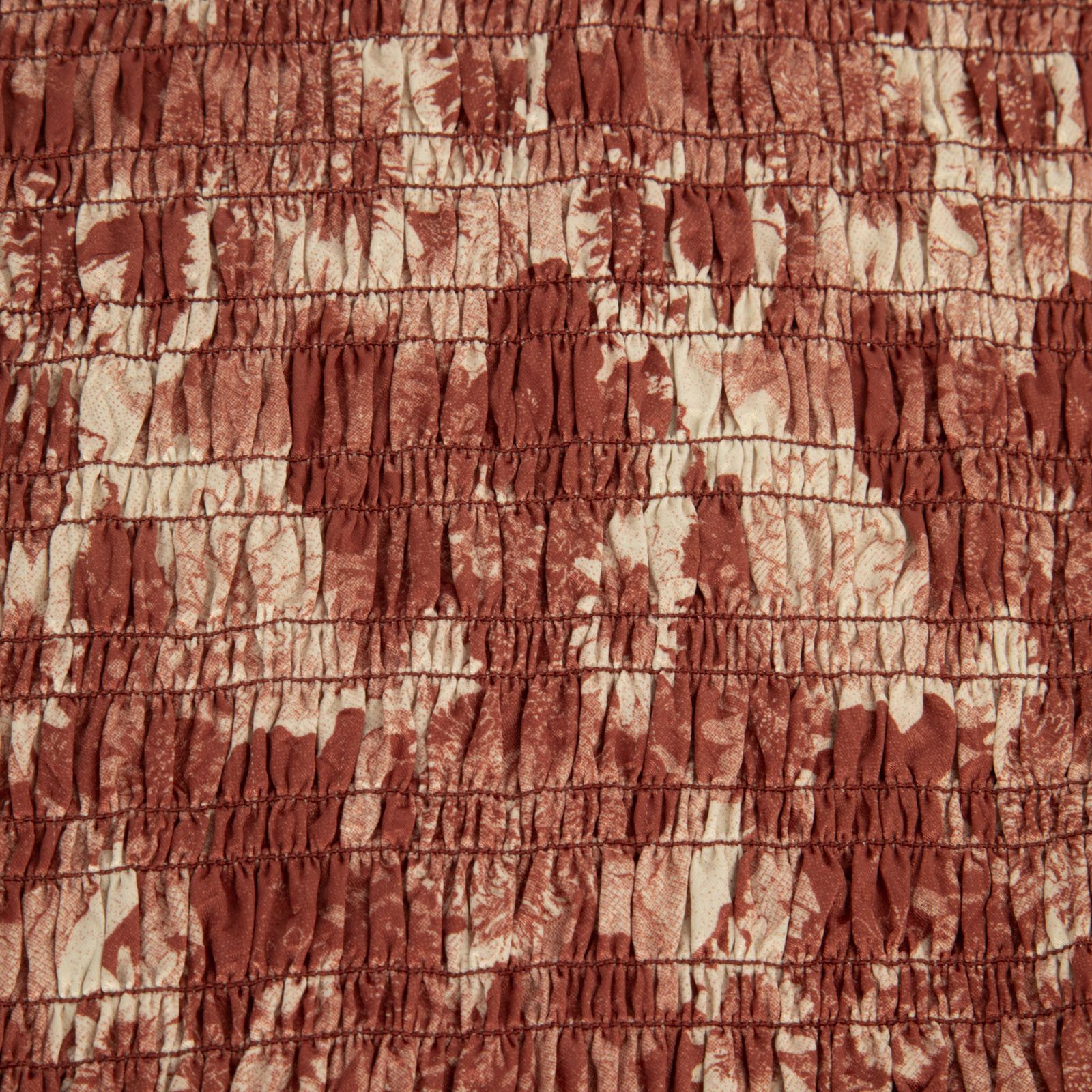 Ganni Brown & Ecru Floral Ruched Dress Size XS / US 0-2 / IT 36-38 - 3 Thumbnail