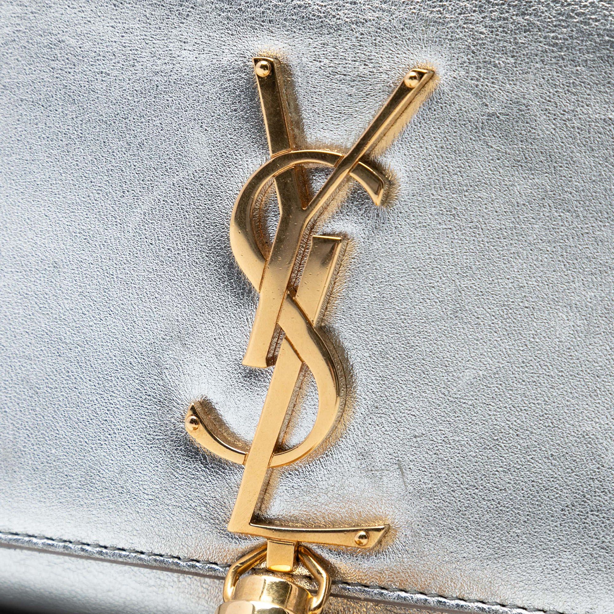 Saint Laurent Paris Small Metallic Calfskin Monogram Kate Tassel Crossbody Size ONE SIZE - 5 Thumbnail