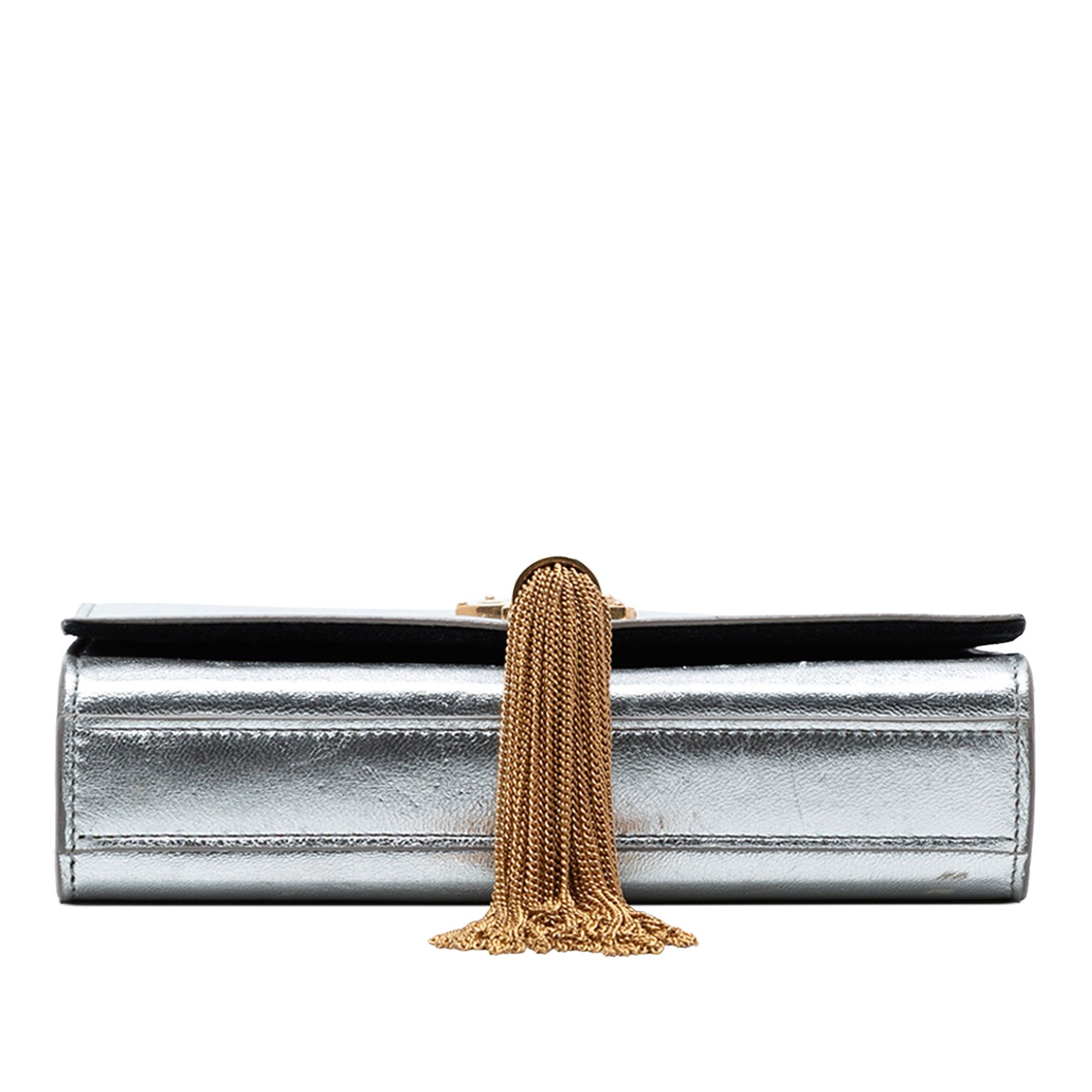 Saint Laurent Paris Small Metallic Calfskin Monogram Kate Tassel Crossbody Size ONE SIZE - 3 Thumbnail