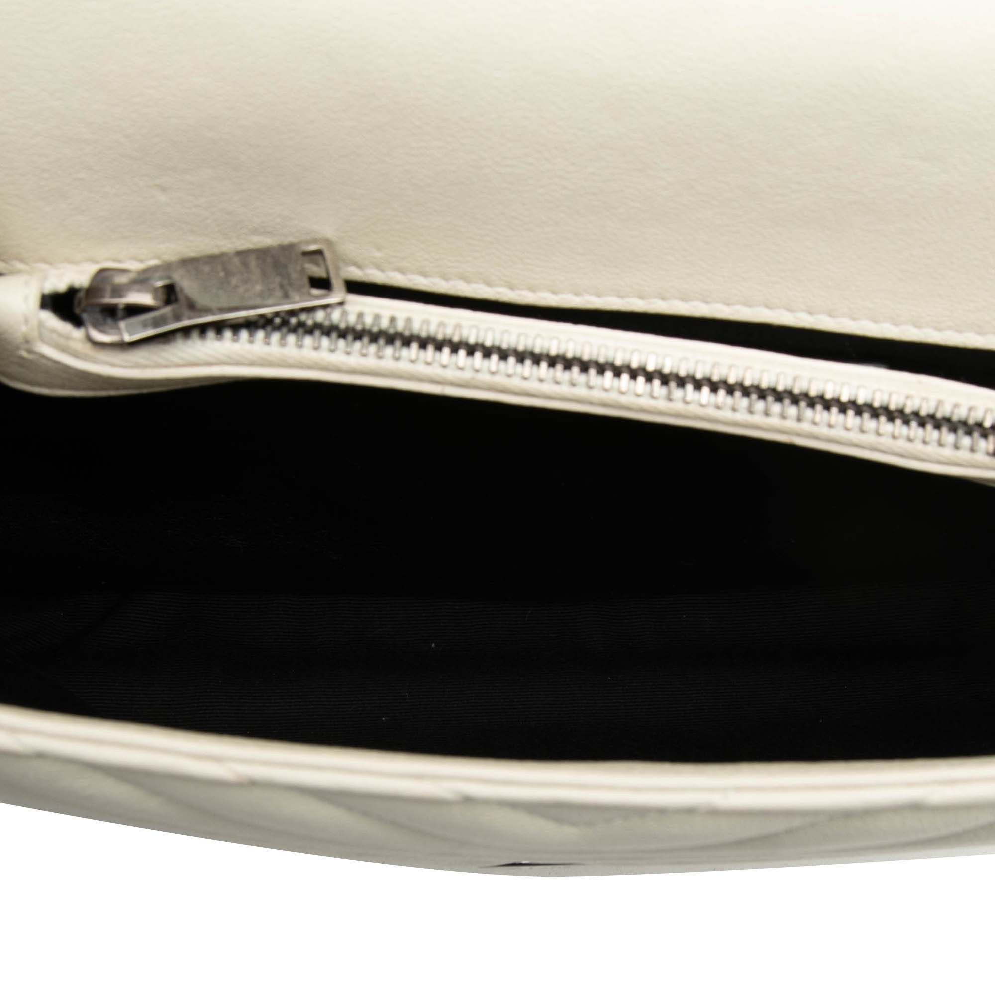Saint Laurent Paris Medium Quilted Chevron Sheepskin College Satchel Size ONE SIZE - 4 Thumbnail