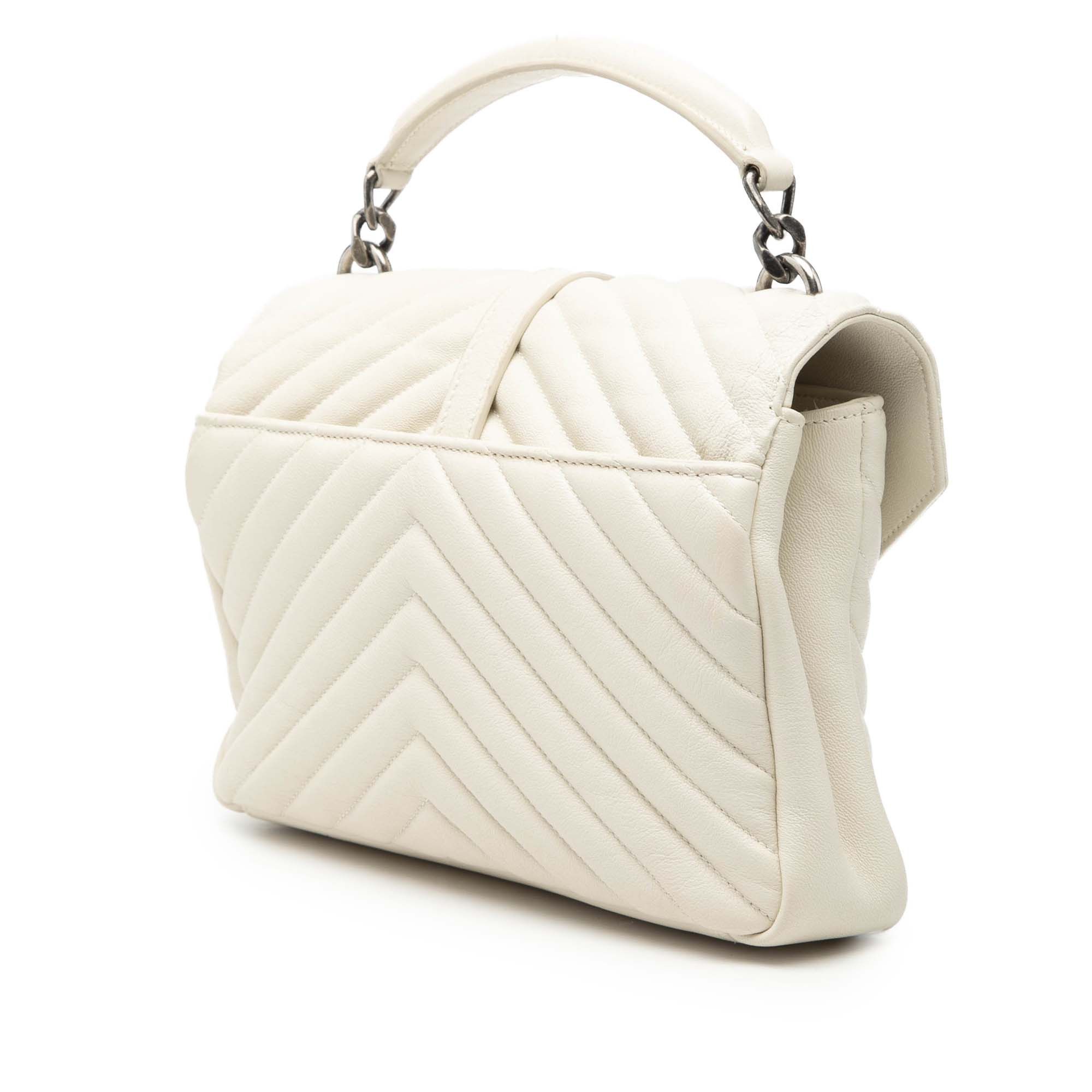 Saint Laurent Paris Medium Quilted Chevron Sheepskin College Satchel Size ONE SIZE - 2 Thumbnail