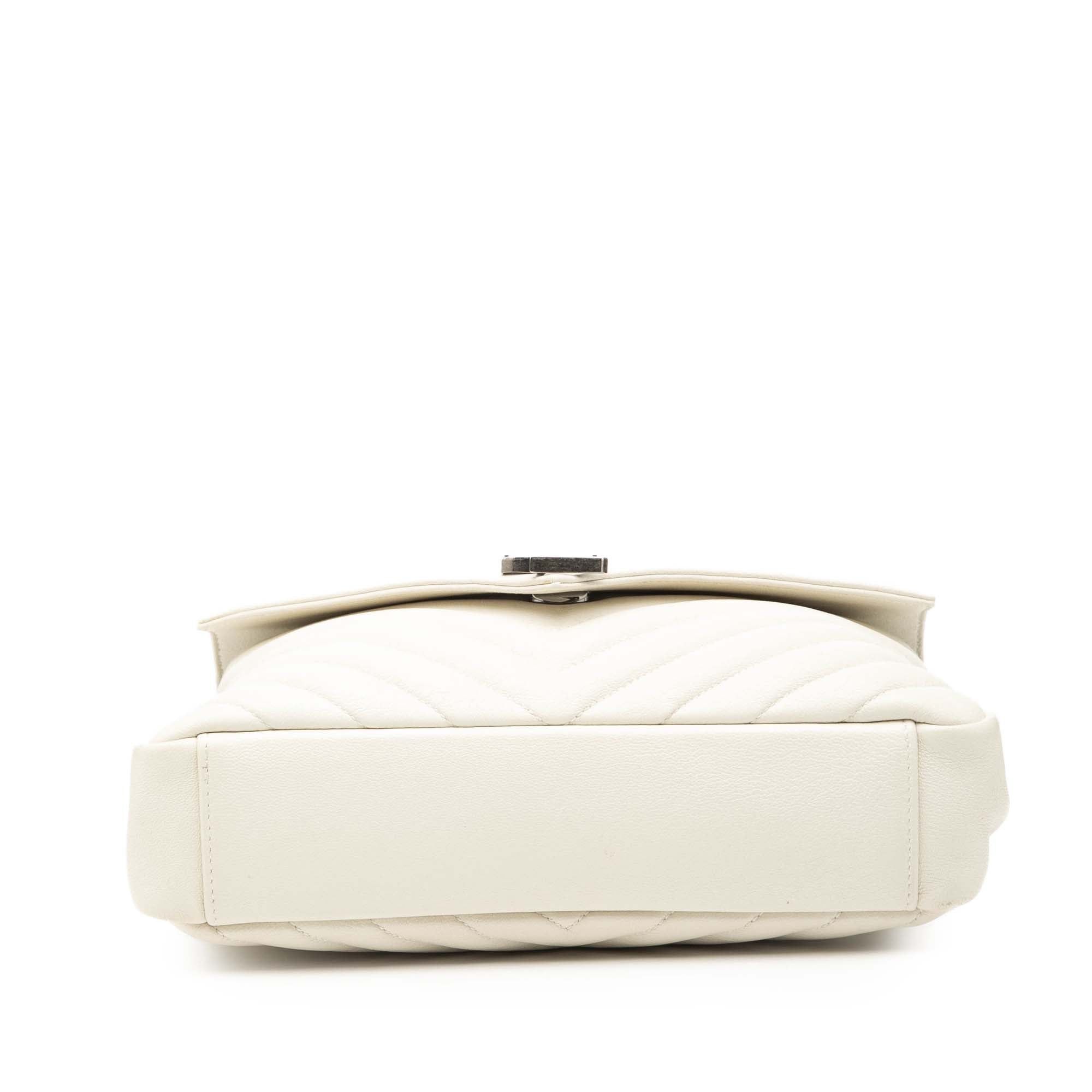 Saint Laurent Paris Medium Quilted Chevron Sheepskin College Satchel Size ONE SIZE - 3 Thumbnail