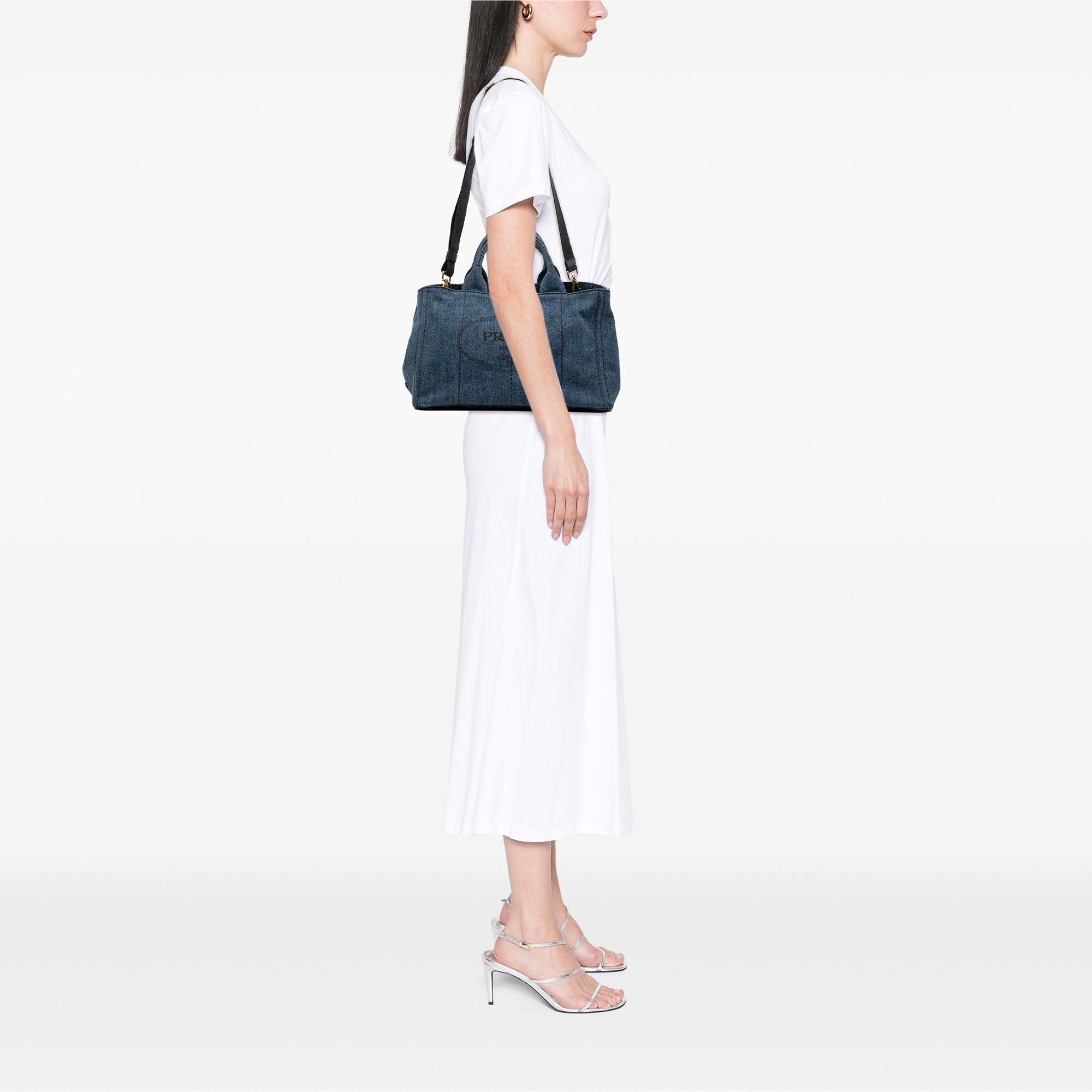 Prada Large Denim Canapa Logo Satchel Size ONE SIZE - 6 Thumbnail