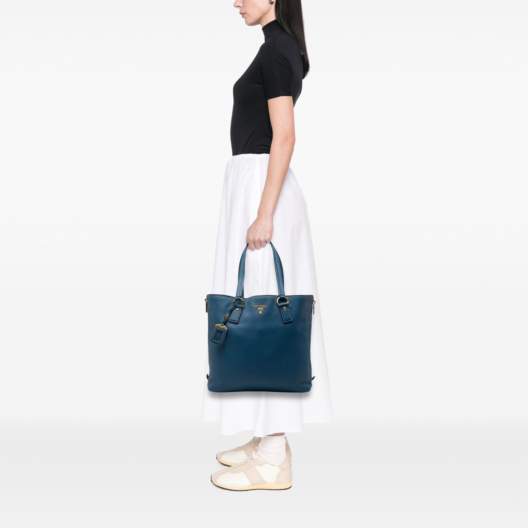 Prada Vitello Daino Side Zip Shopper Tote Size ONE SIZE - 6 Thumbnail