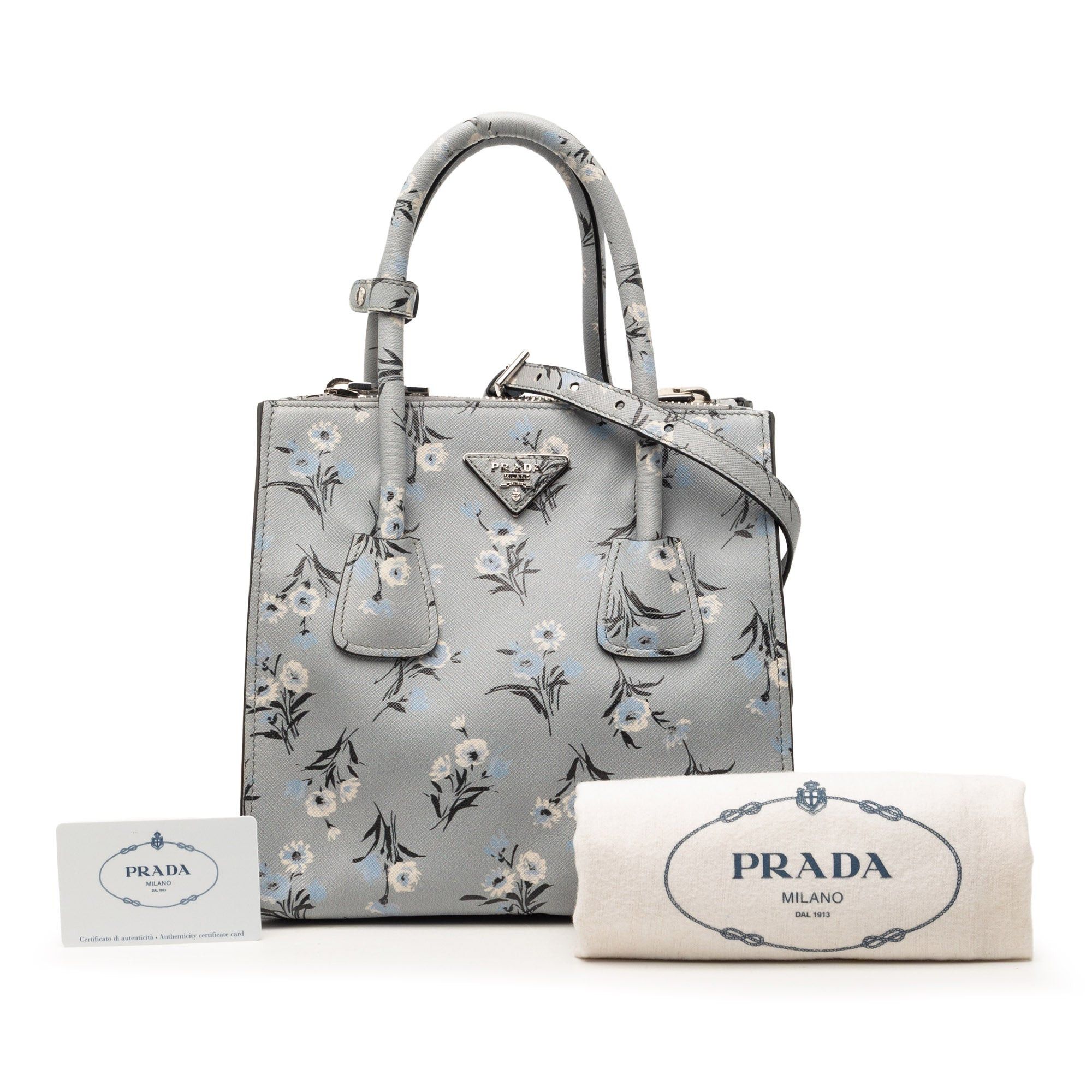 Prada Saffiano Floral Print Twin Pocket Satchel Size ONE SIZE - 7 Thumbnail