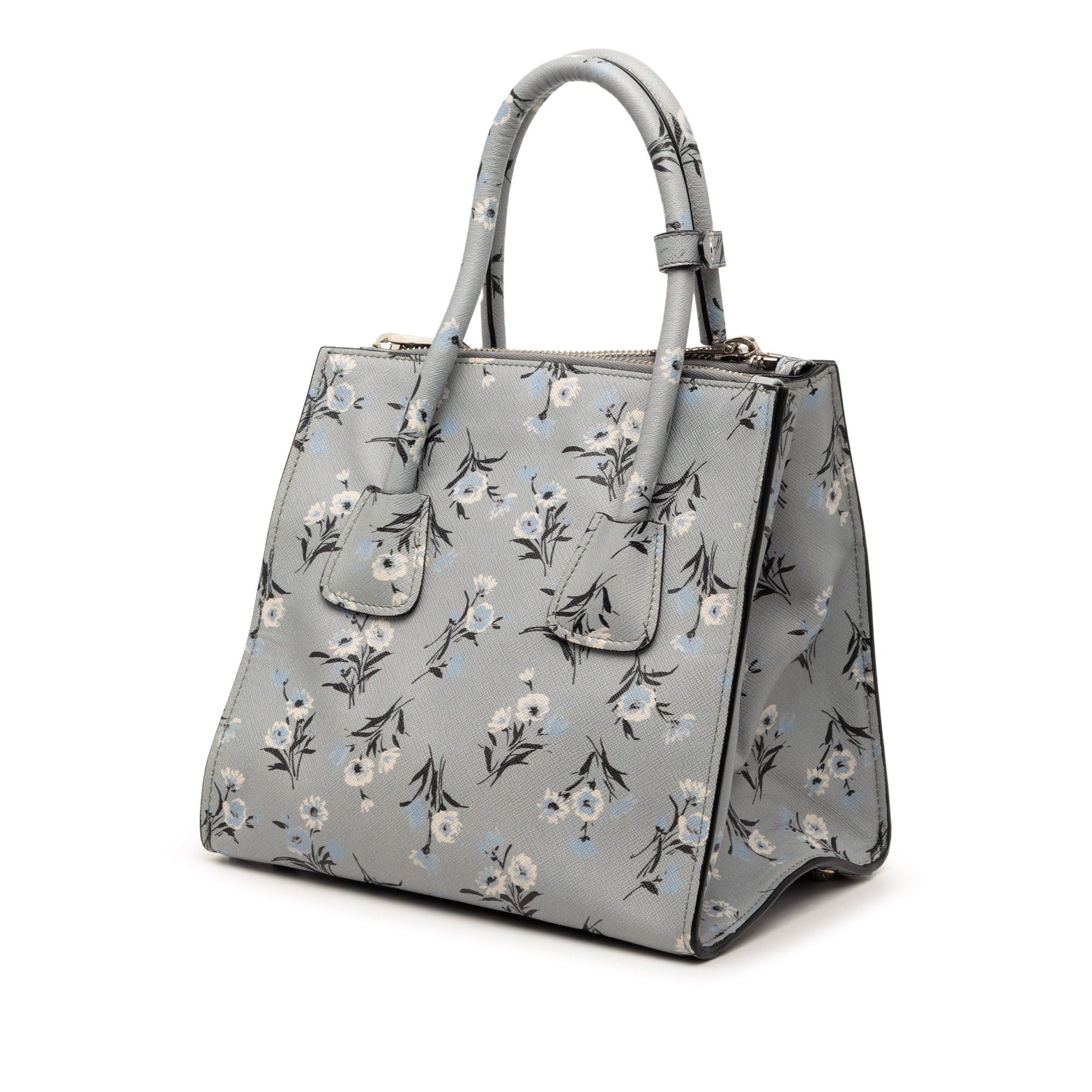 Prada Saffiano Floral Print Twin Pocket Satchel Size ONE SIZE - 2 Thumbnail