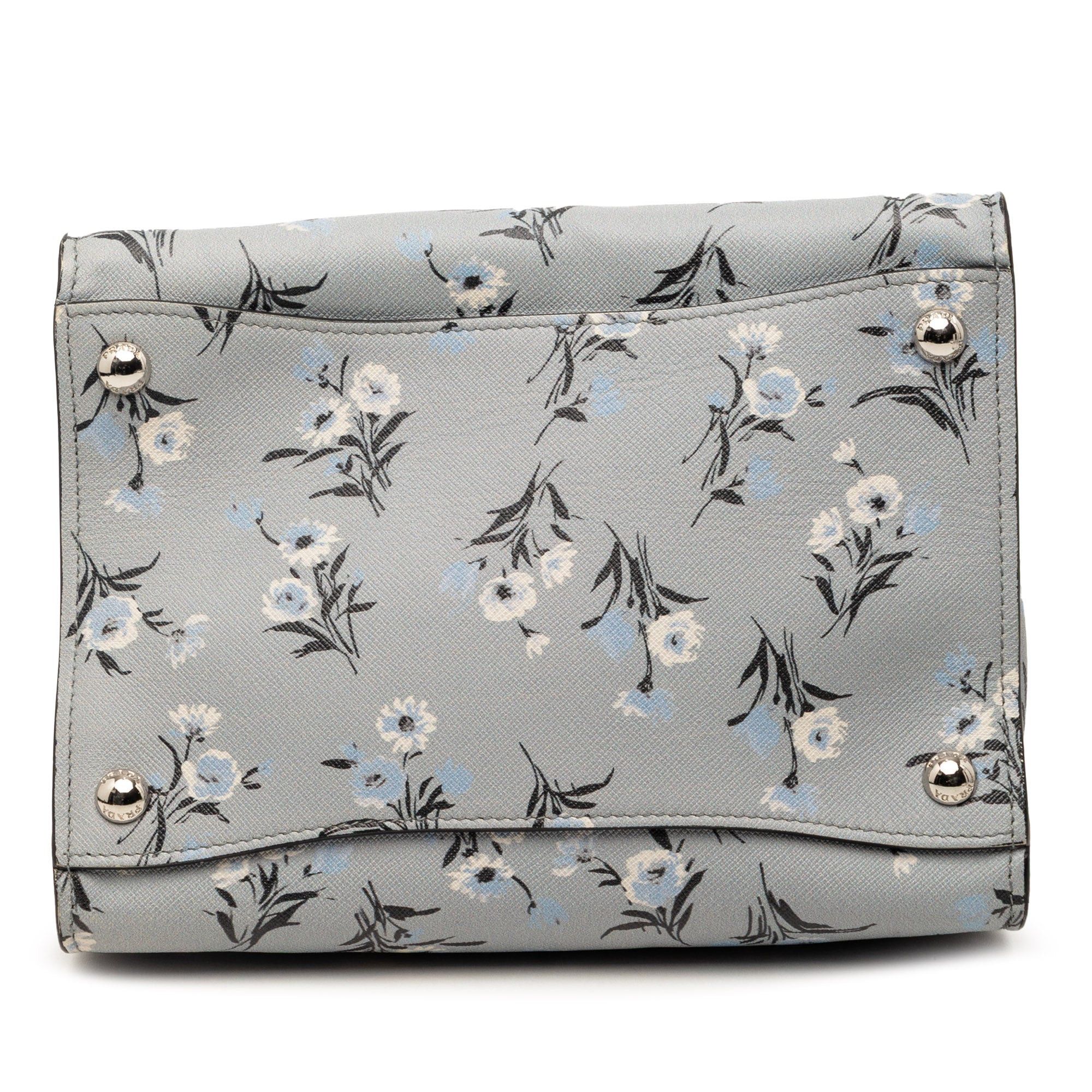 Prada Saffiano Floral Print Twin Pocket Satchel Size ONE SIZE - 3 Thumbnail