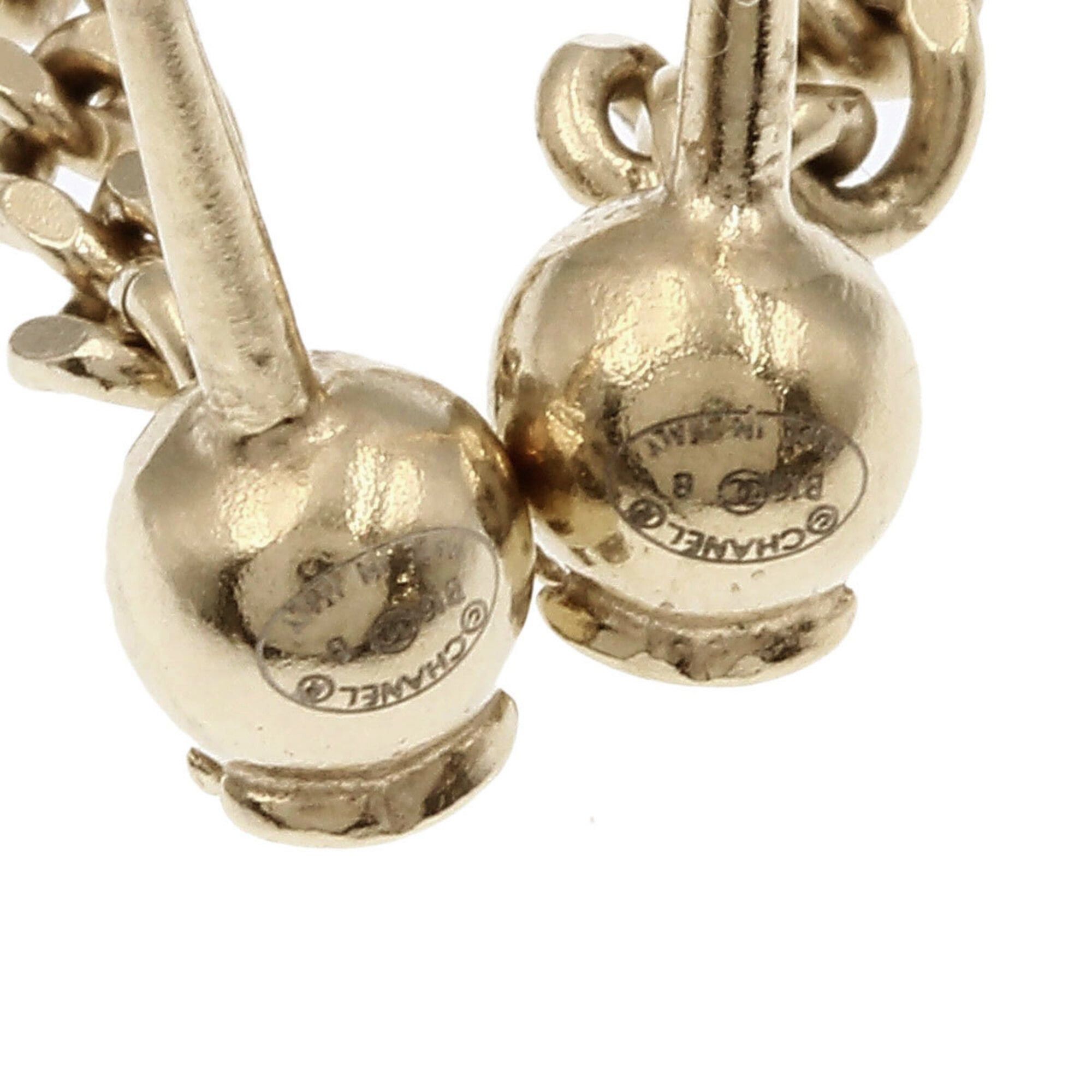 Chanel Chanel Chain Coco Mark Earrings, Metal/Faux Pearl, Women's CHANEL Size ONE SIZE - 3 Thumbnail